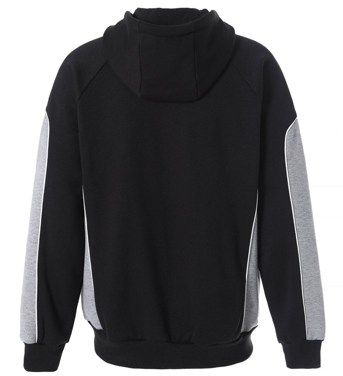 Panel Full Zip Hoodie Jumper in Black with grey, Contrast Sleeve, back – Big Bee Workwear