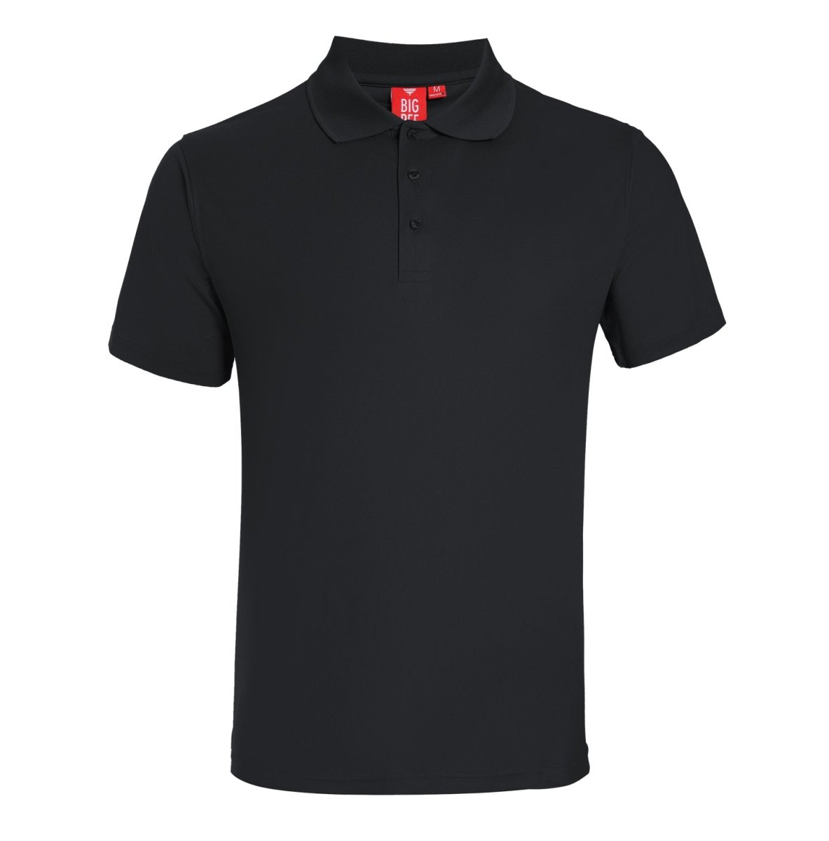 Men’s Plain polo shirt in black, Short Sleeve, front – Big Bee Workwear