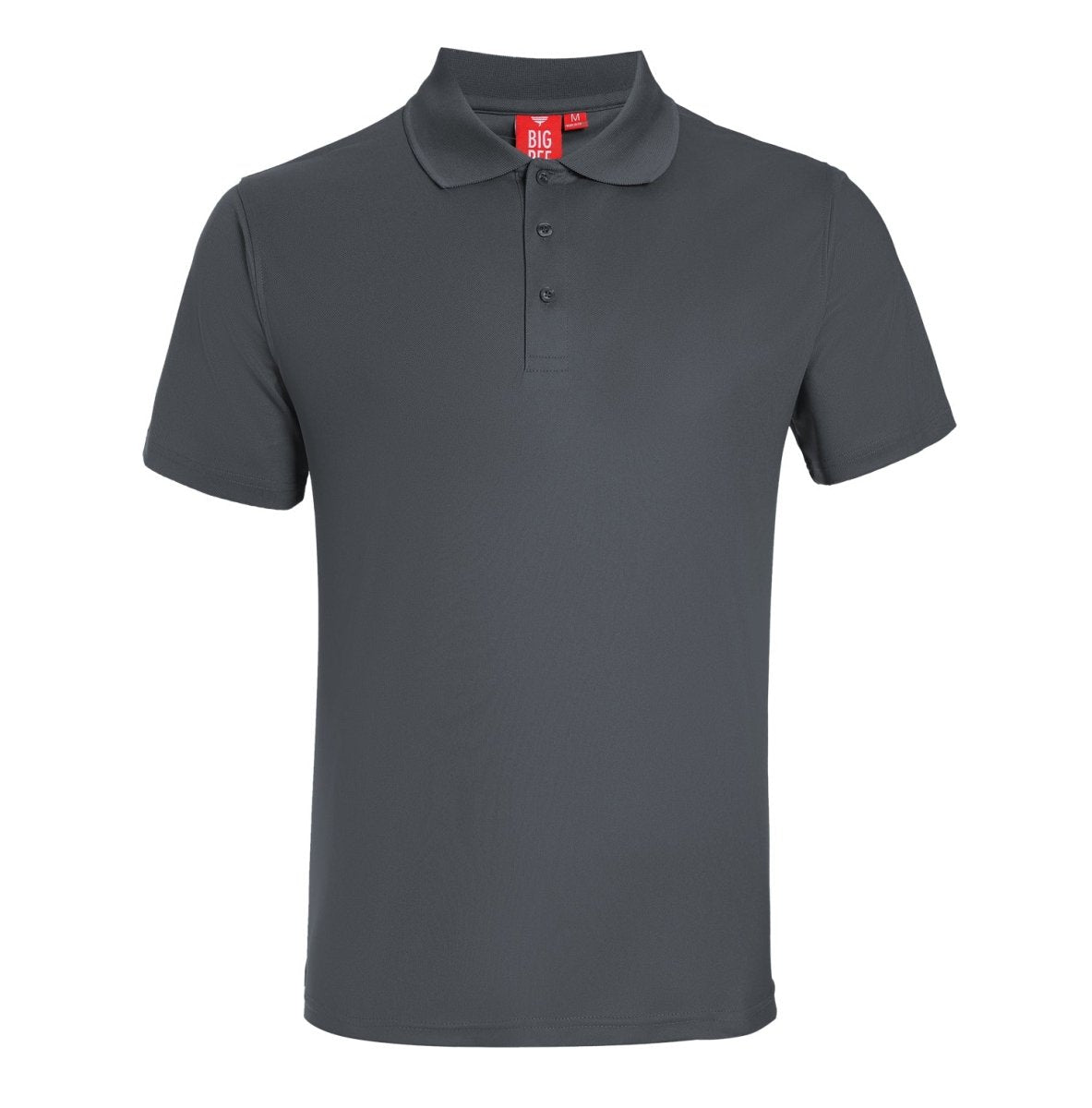 Men’s Plain polo shirt in grey, Short Sleeve, front – Big Bee Workwear