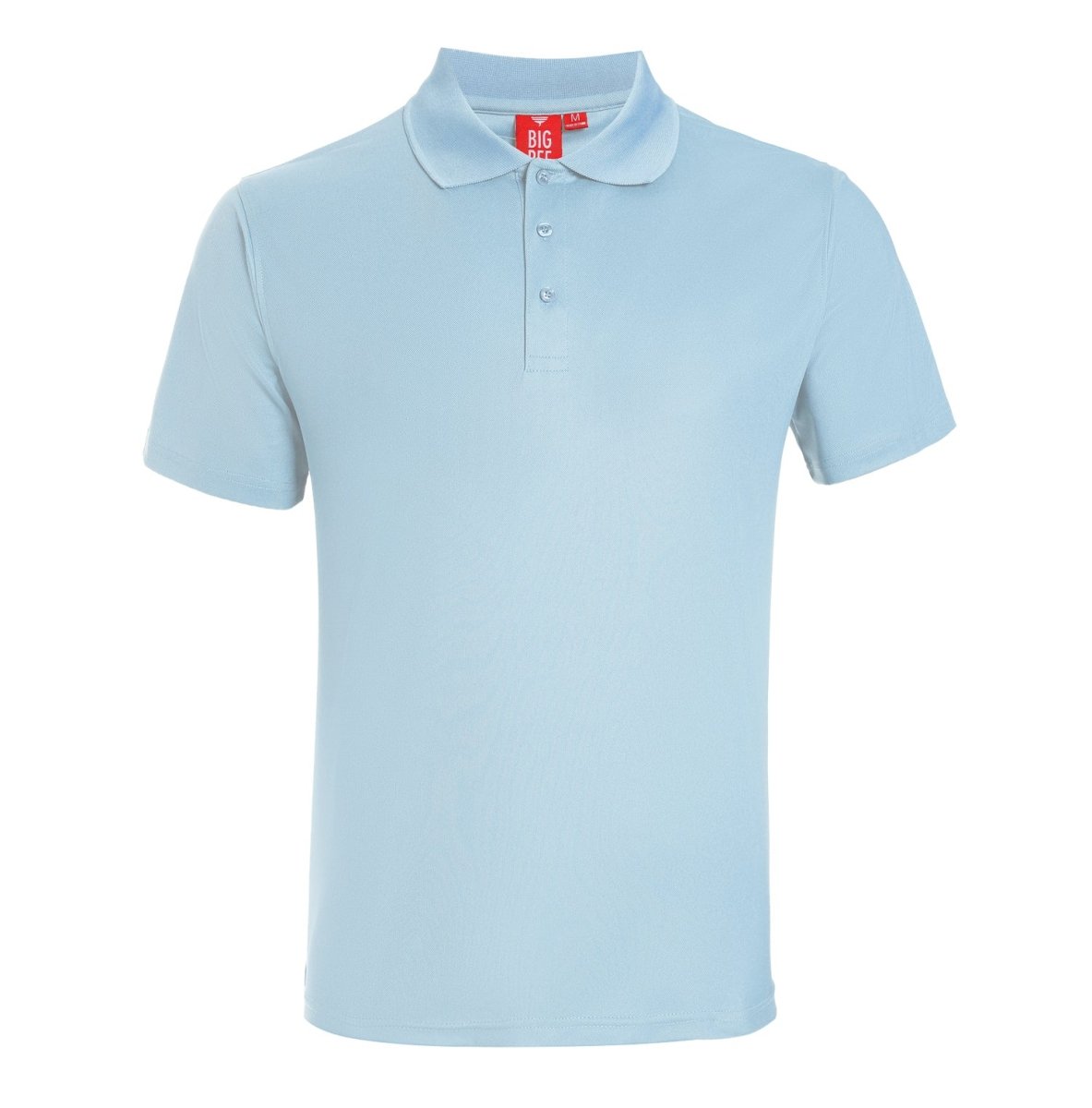 Men’s Plain polo shirt in sky blue, Short Sleeve, front – Big Bee Workwear