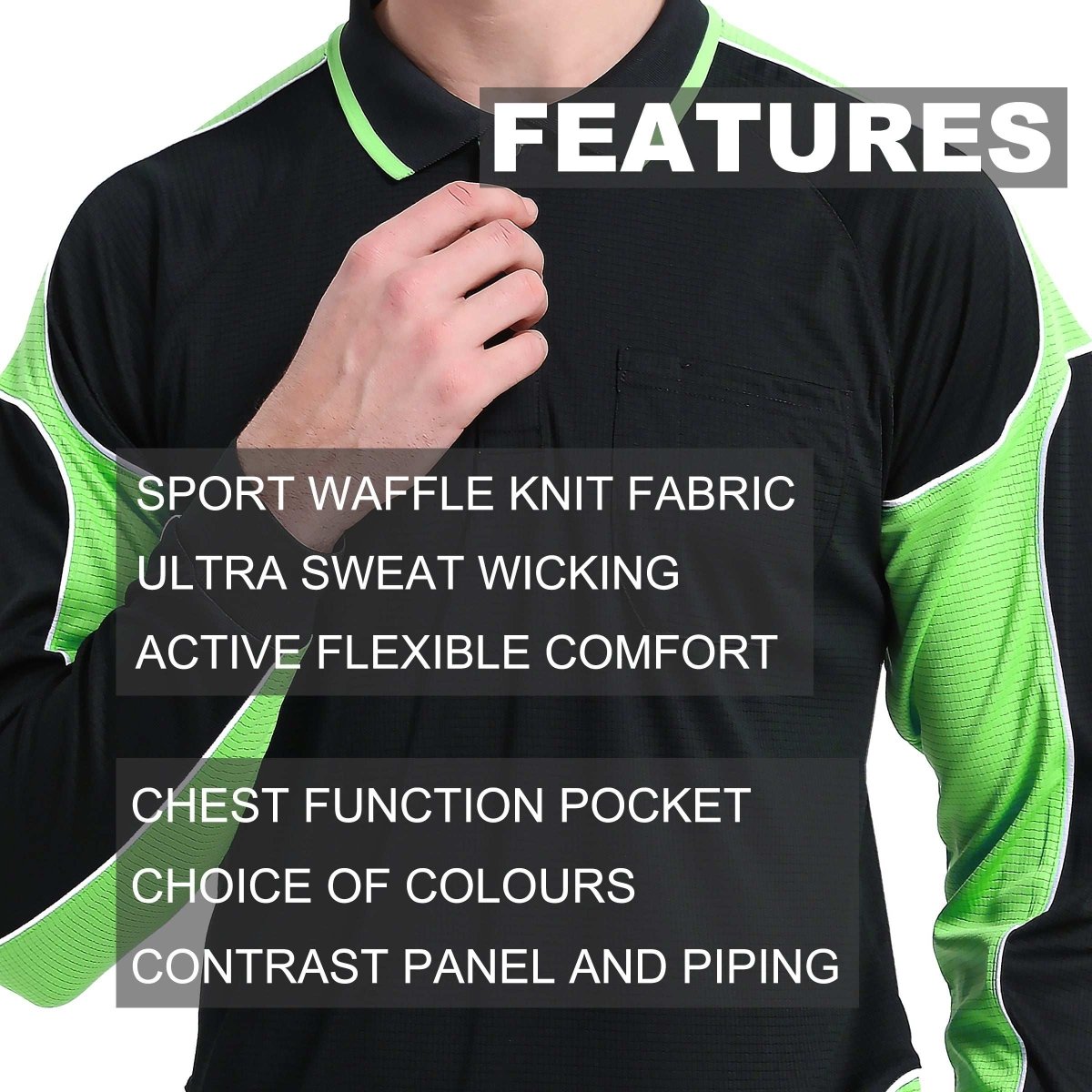 Men’s Panel Long Sleeve polo shirt key features – Big Bee Workwear