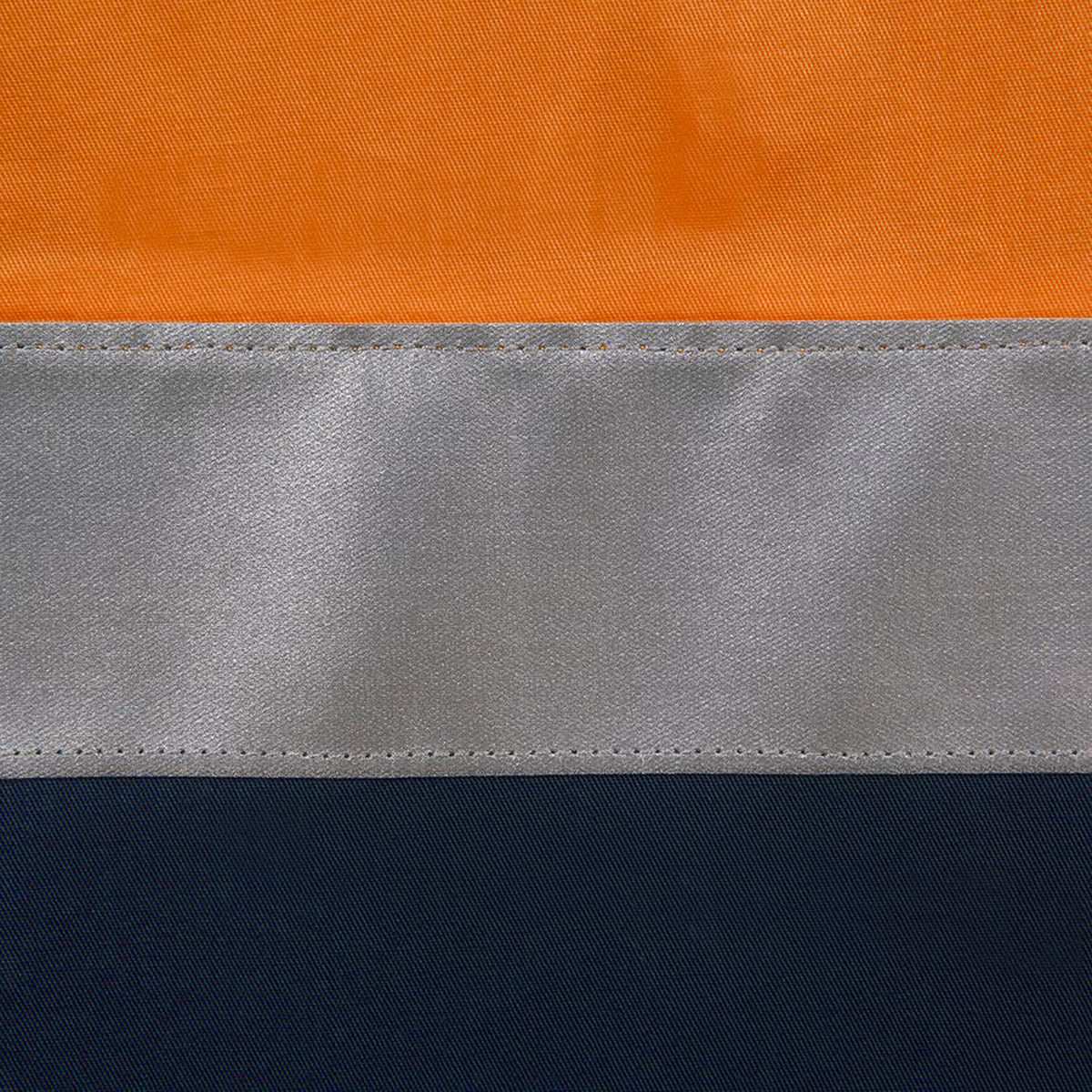 "Men’s Hi Vis Work shirt in with reflective tape, Long Sleeve, reflective tape detail close-up – Big Bee Workwear"