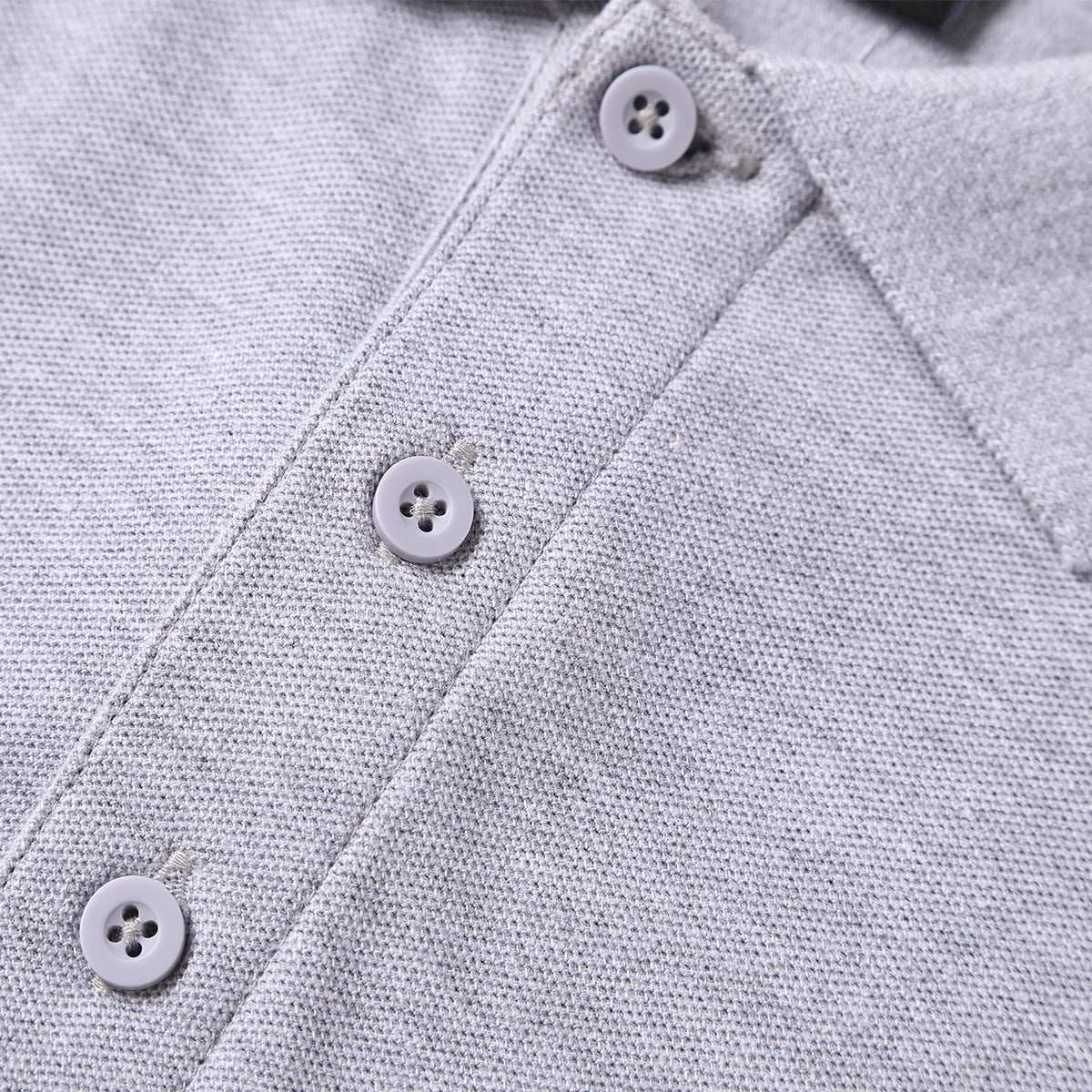 cotton blend polo shirt button detail close-up – ISUSI