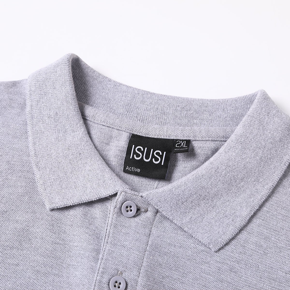 cotton blend polo shirt collar detail close-up – ISUSI