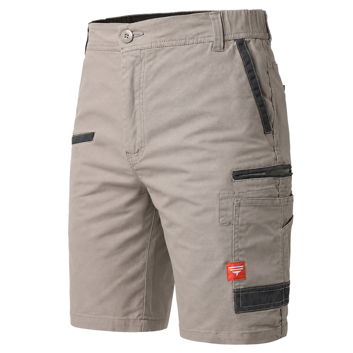 brumby work shorts in khaki, side – Big Bee Workwear