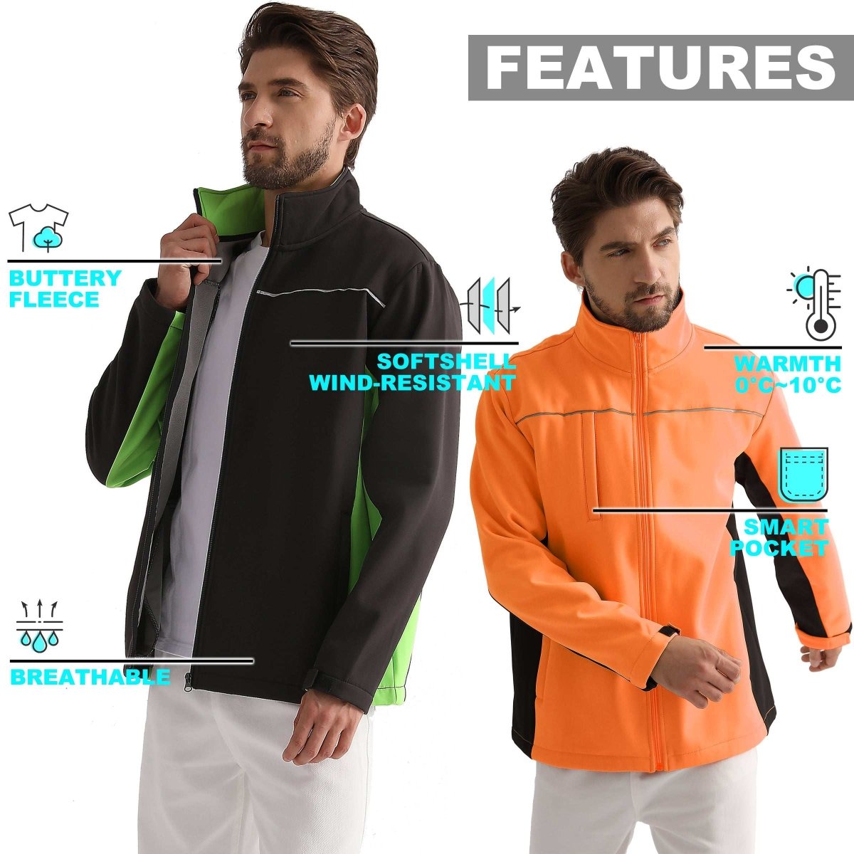 panel softshell jacket key features – Big Bee Workwear