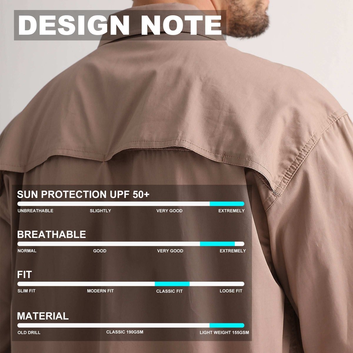 Men’s Closed Front Lightweight Cotton Work Shirt, long sleeve, design notes – Big Bee Workwear