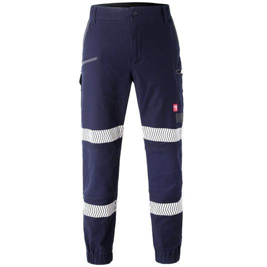 "brumby work pants in navy reflective tape, front – Big Bee Workwear"