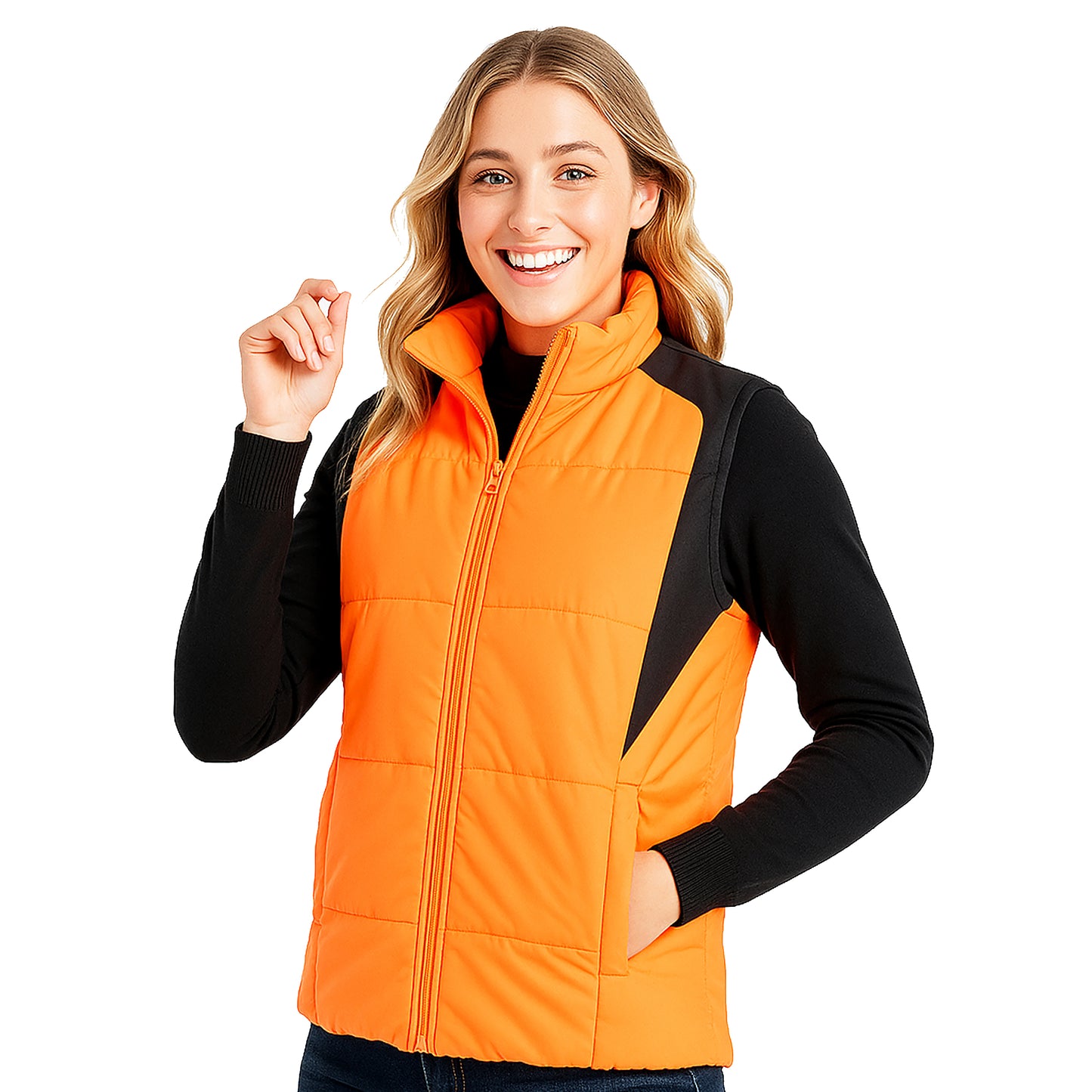 ISUSI Ladies Hi-Vis Work Puffer Vest, Insulated - Big Bee
