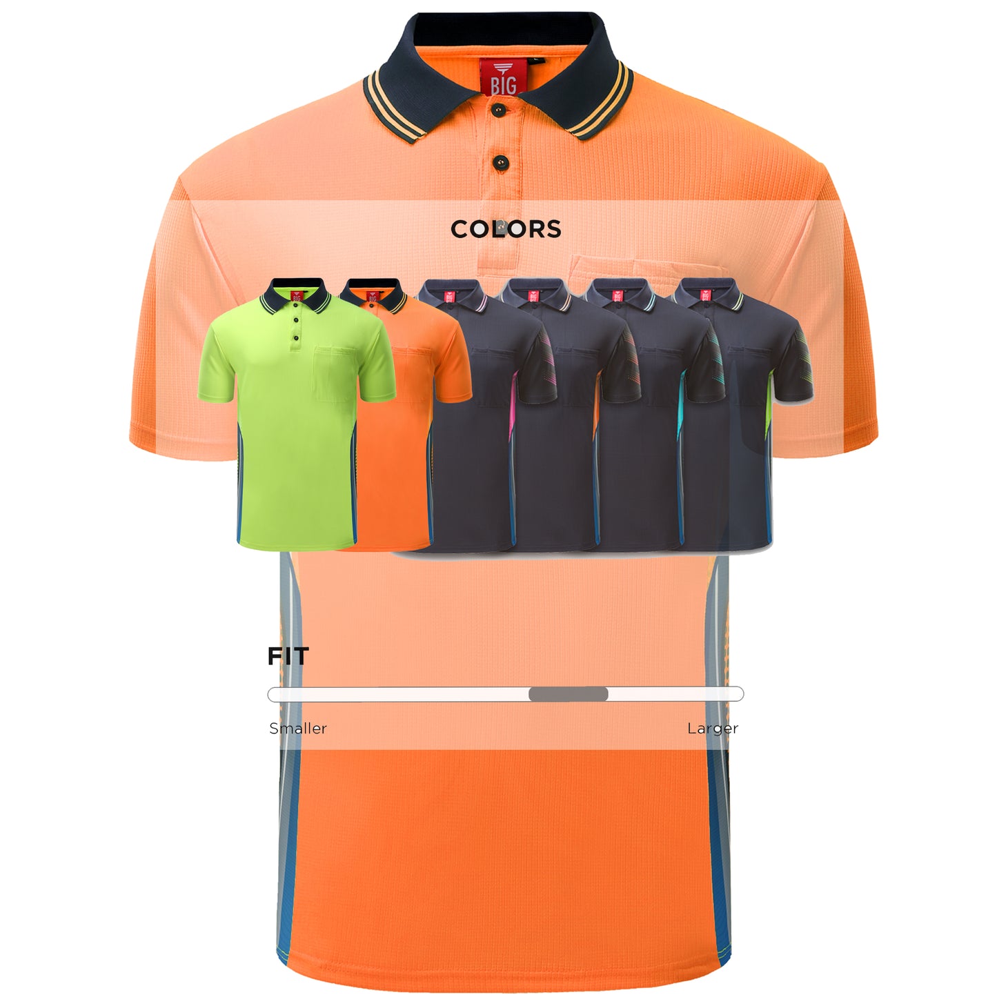 Big Bee Mens Hi Vis Polo Shirts, Tech-Vent - Big Bee