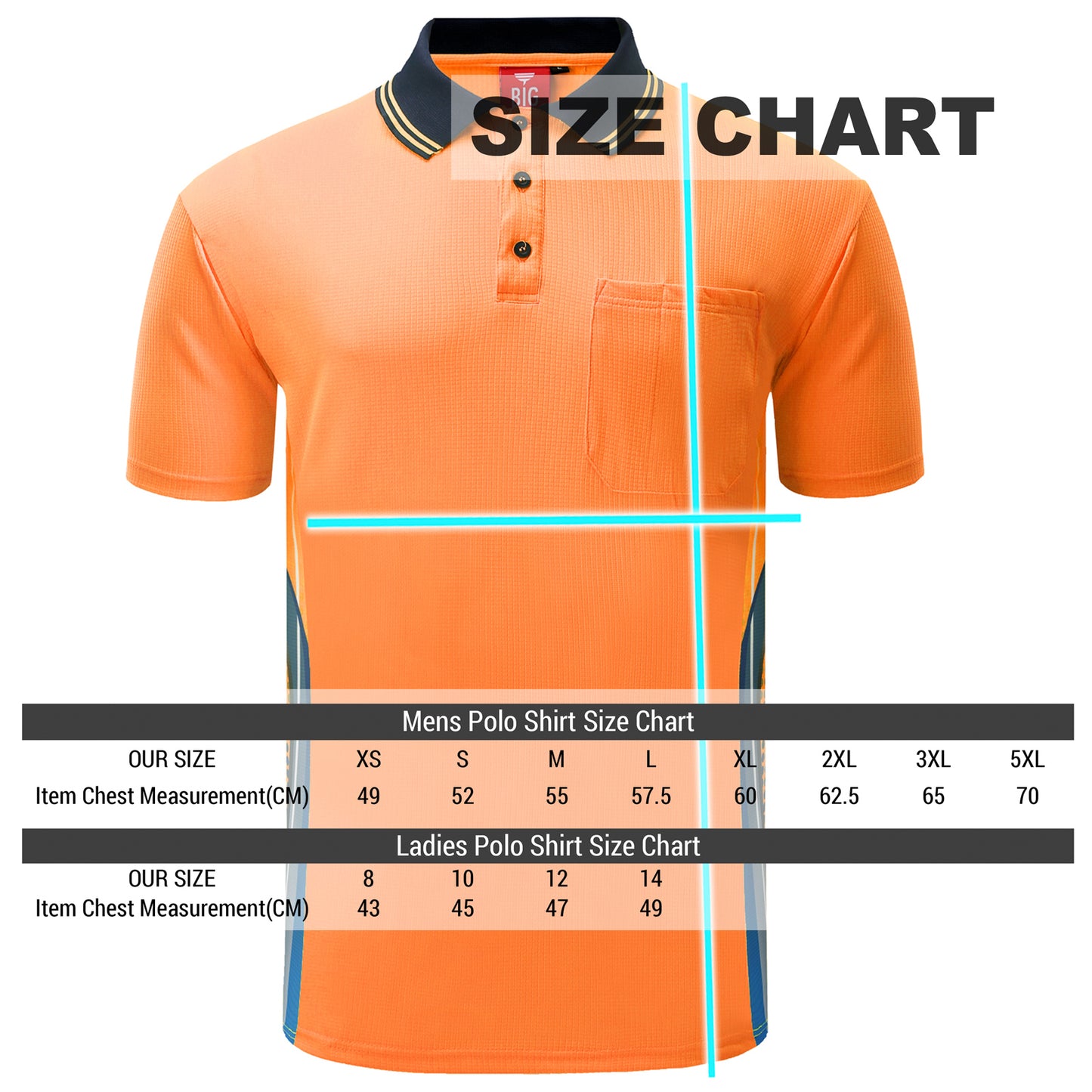 Big Bee Mens Hi Vis Polo Shirts, Tech-Vent - Big Bee