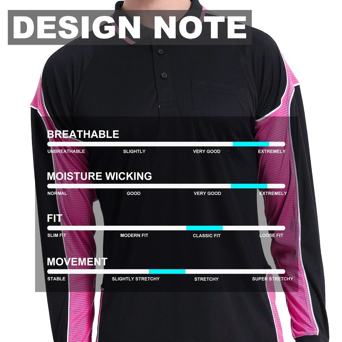 Men’s Panel Long Sleeve polo shirt design notes – Big Bee Workwear