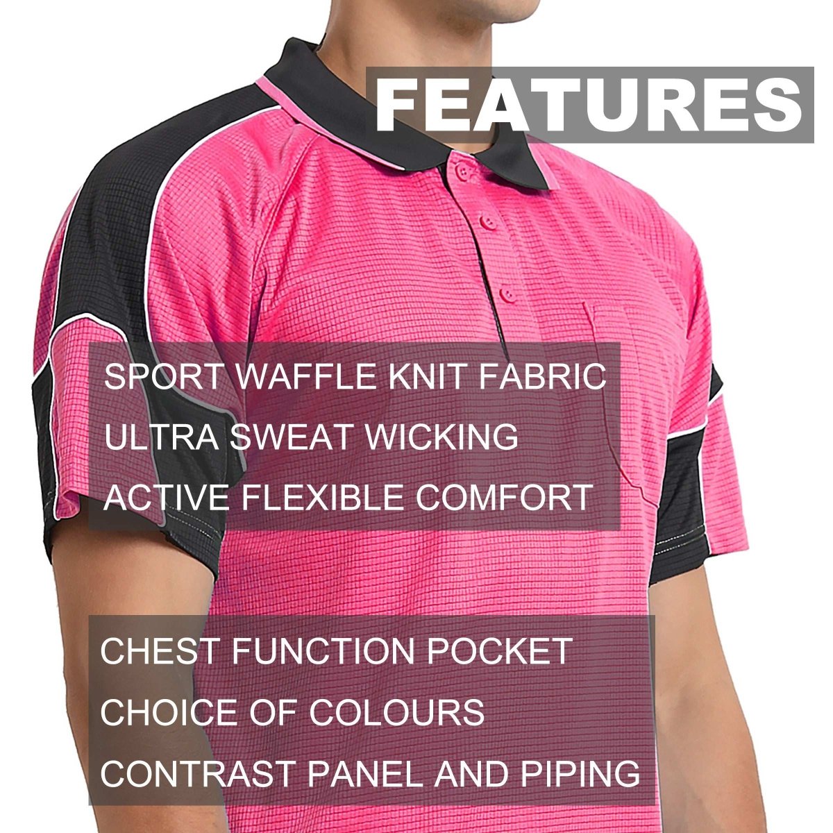 Men’s Short Sleeve Panel polo shirt key features – Big Bee Workwear