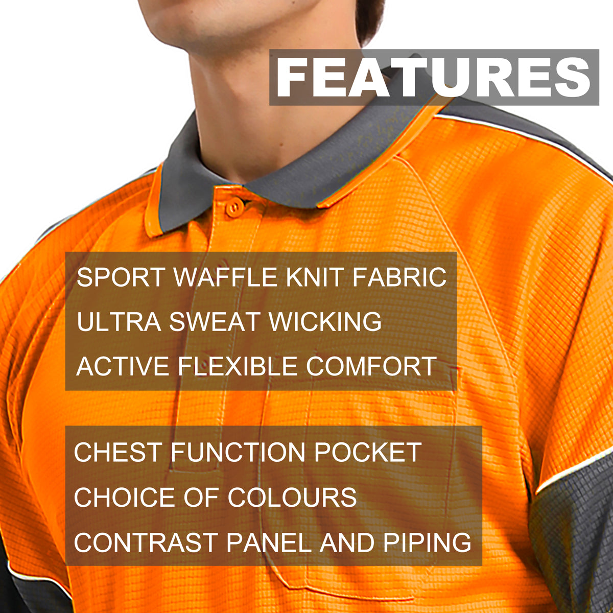 Big Bee PANEL Hi Vis Polo Shirts, Long Sleeve