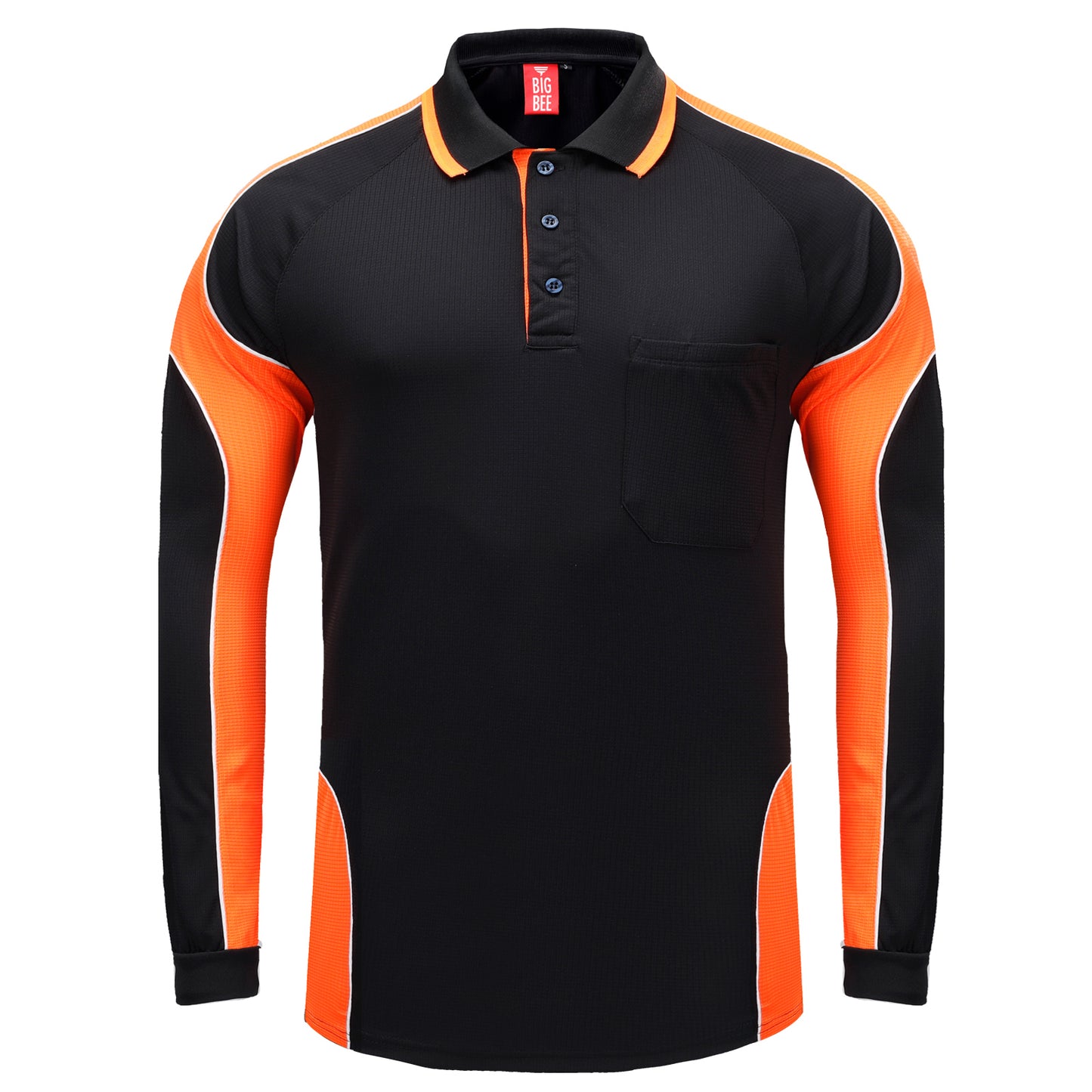 Big Bee PANEL Mens Polo Shirts, Long Sleeve