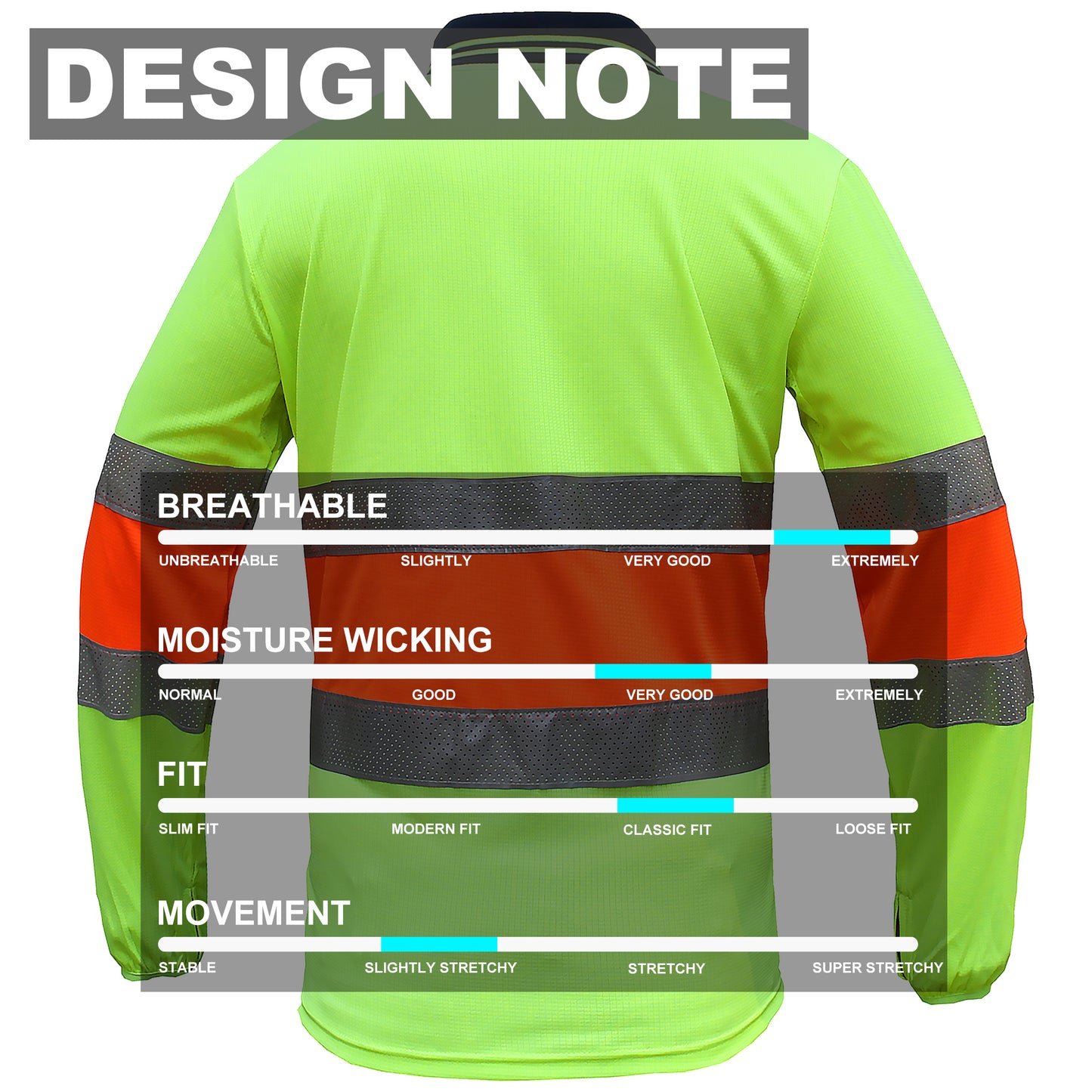 Hi Vis Long Sleeve Polo Shirt – Bio-Motion Breathable Reflective Tape, UPF 50+ Day Use | Big Bee Workwear