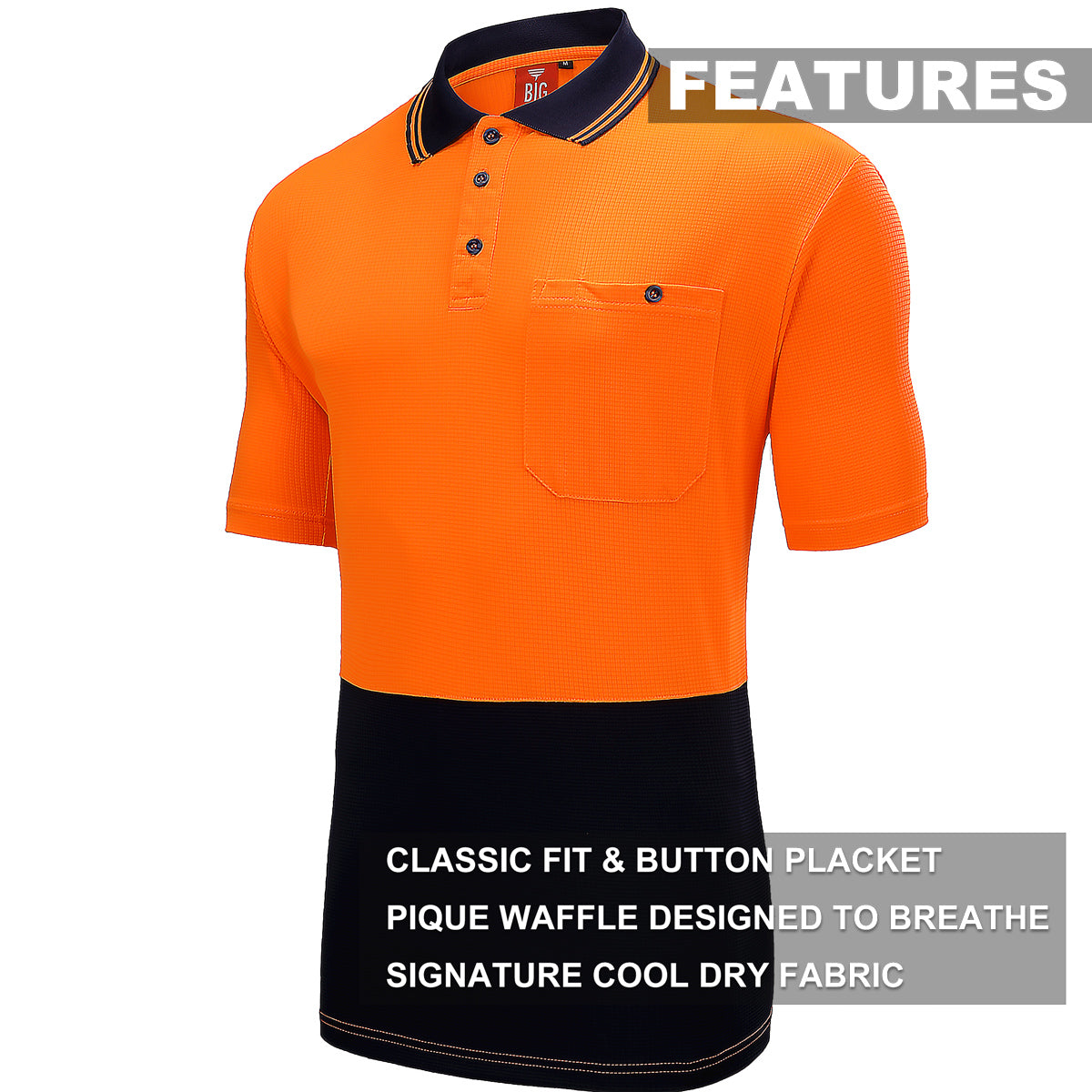 Big Bee Mens Hi Vis Polo Shirts, Short Sleeve - Big Bee