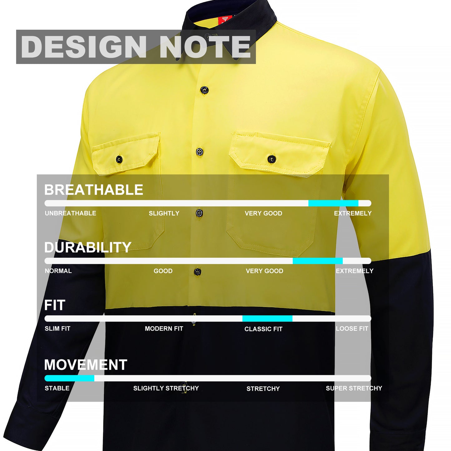 Big Bee Men's Hi Vis Shirts, Long Sleeve Safety Work Top - Big Bee