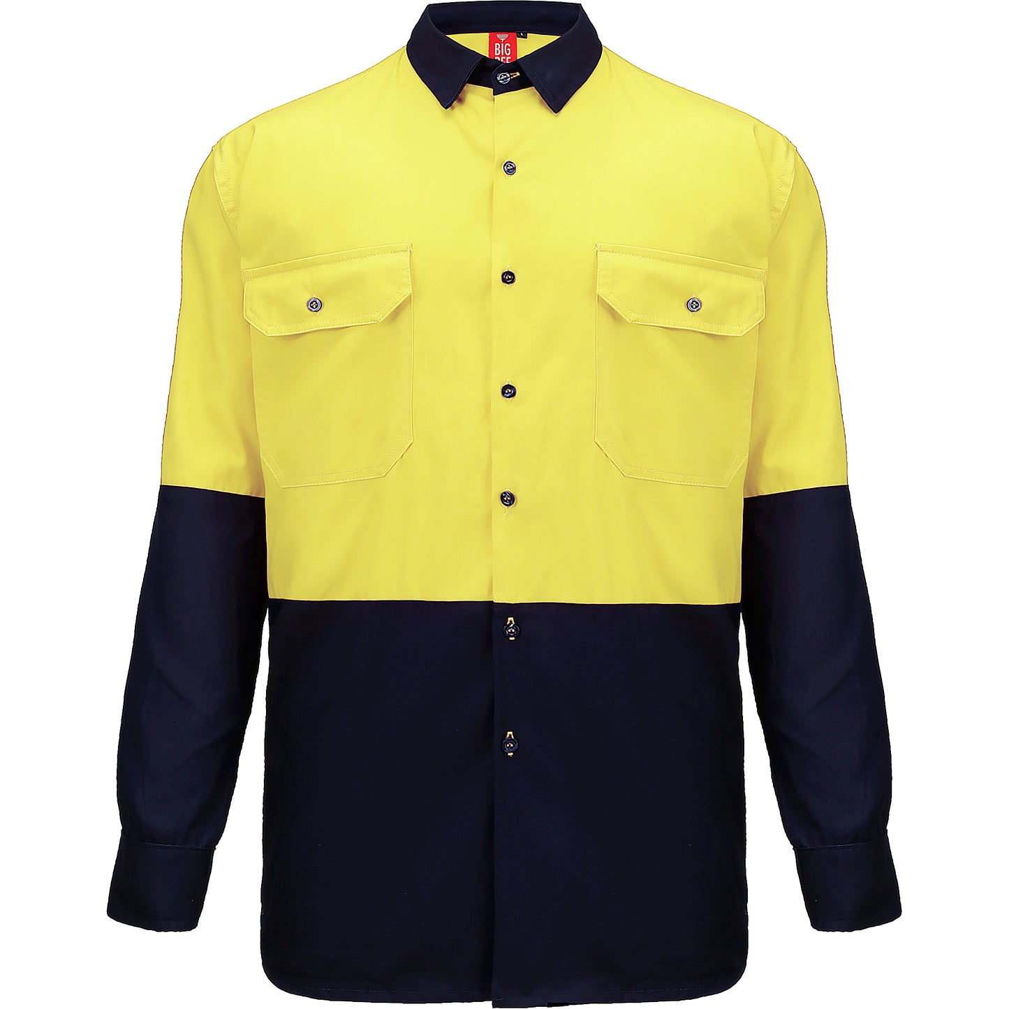 Big Bee Men's Hi Vis Shirts, Long Sleeve Safety Work Top - Big Bee
