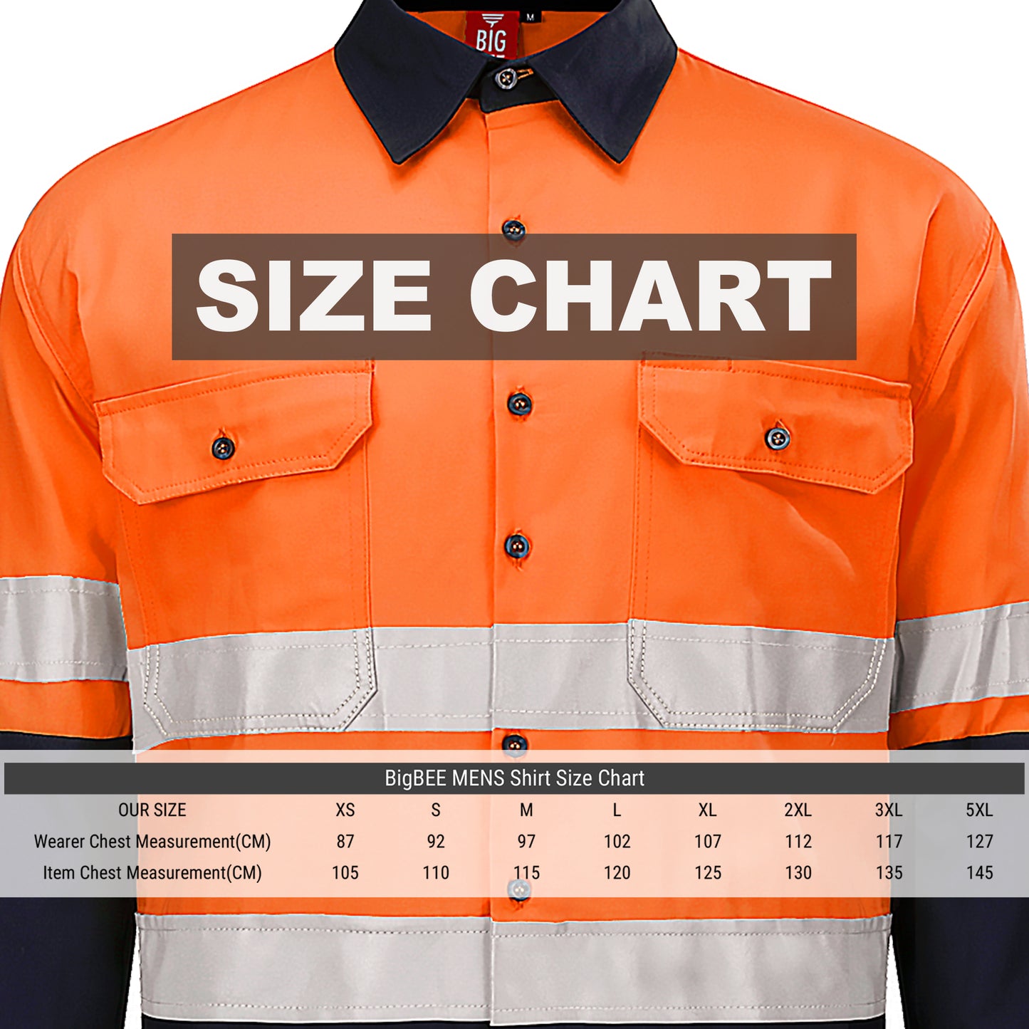Big Bee Men's Hi Vis Shirts Reflective Tape, Long Sleeve - Big Bee