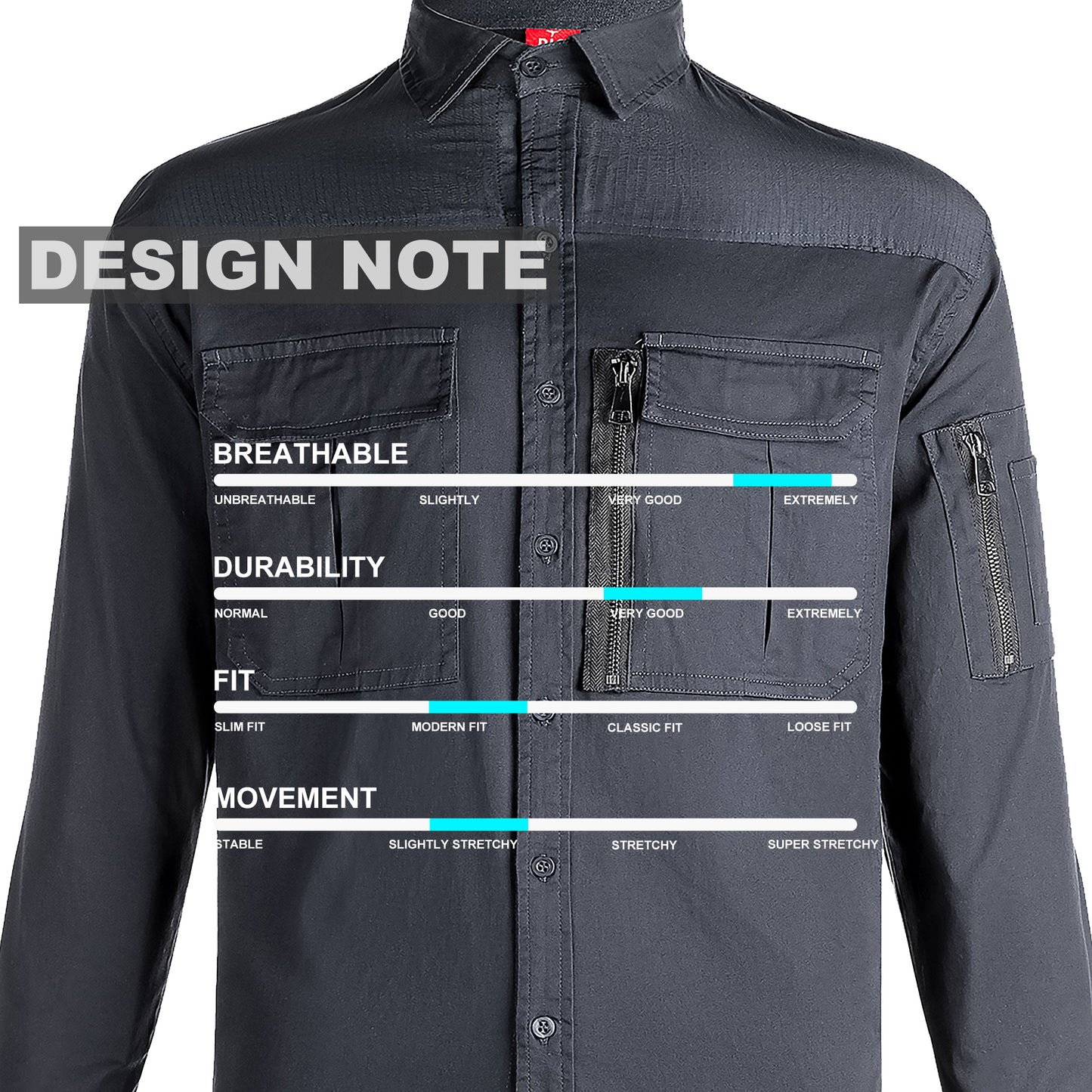 ZIP Stretch Cotton Work shirt, Long Sleeve, design notes – Big Bee Workwear