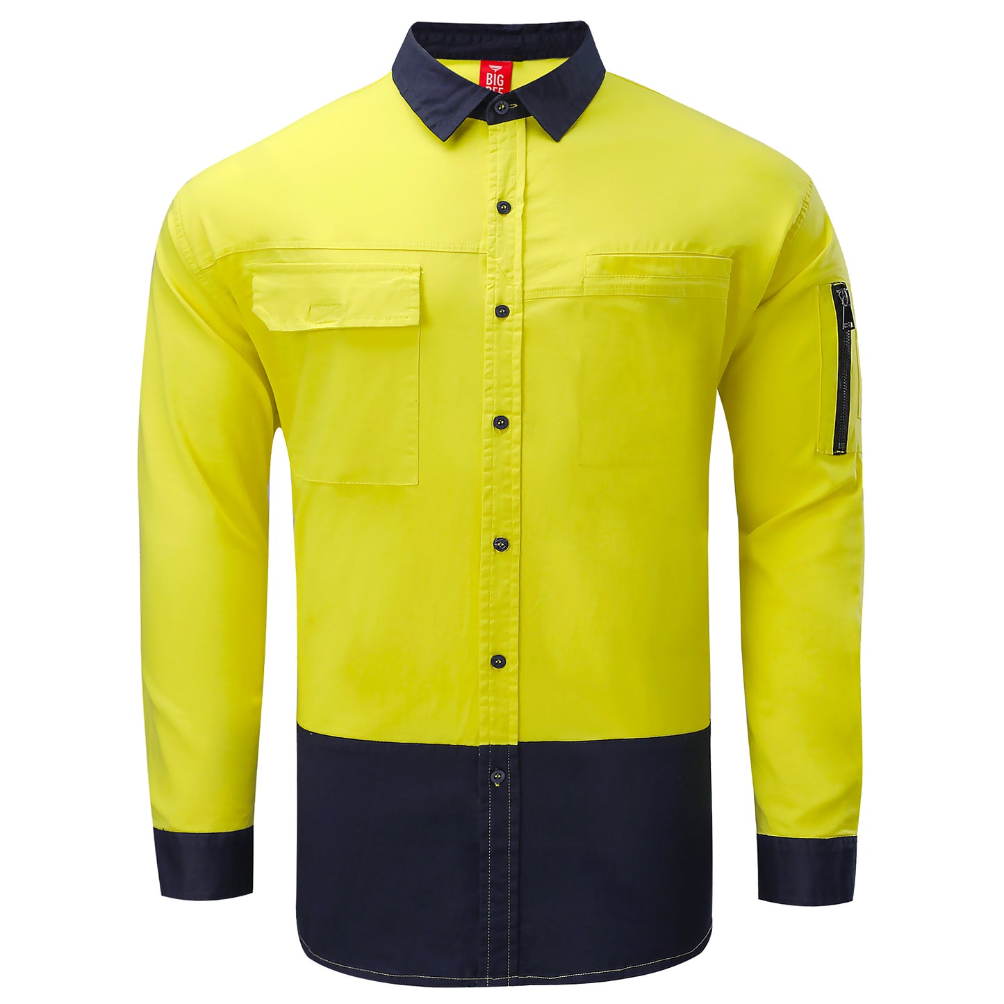 Big Bee PULSE Mens Hi-Vis Work Shirts, Stretch Cotton - Big Bee