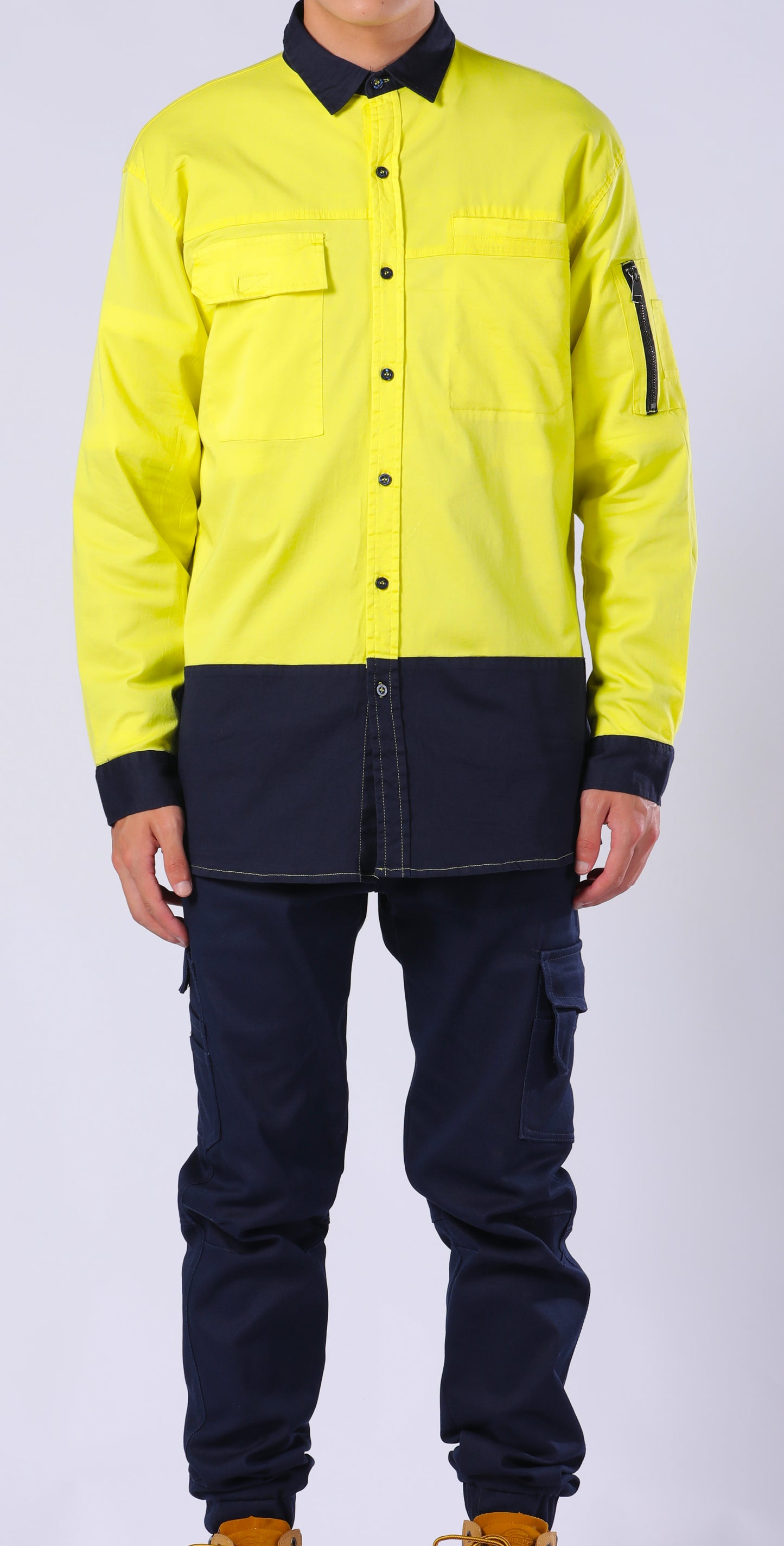 Big Bee PULSE Mens Hi-Vis Work Shirts, Stretch Cotton - Big Bee