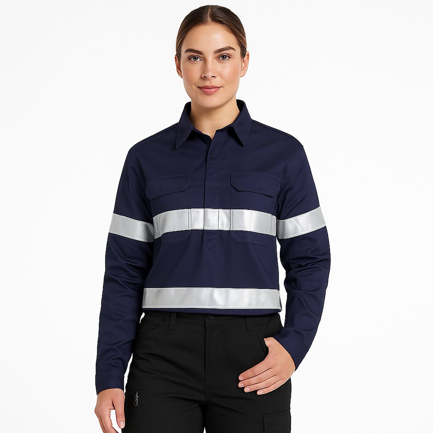 Big Bee Ladies Work Shirts CLOSED FRONT Lightweight Cotton