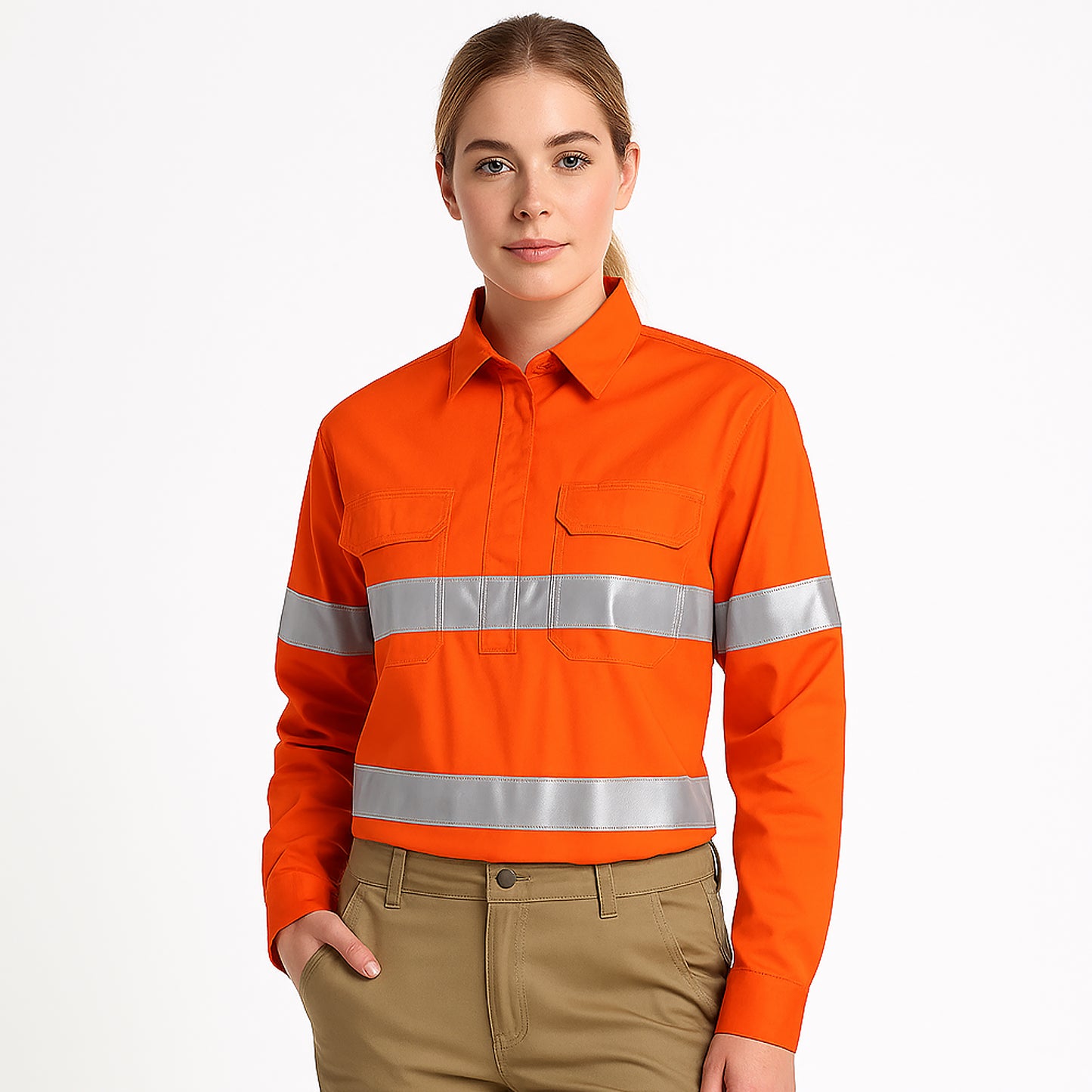 Big Bee Ladies Work Shirts CLOSED FRONT Lightweight Cotton