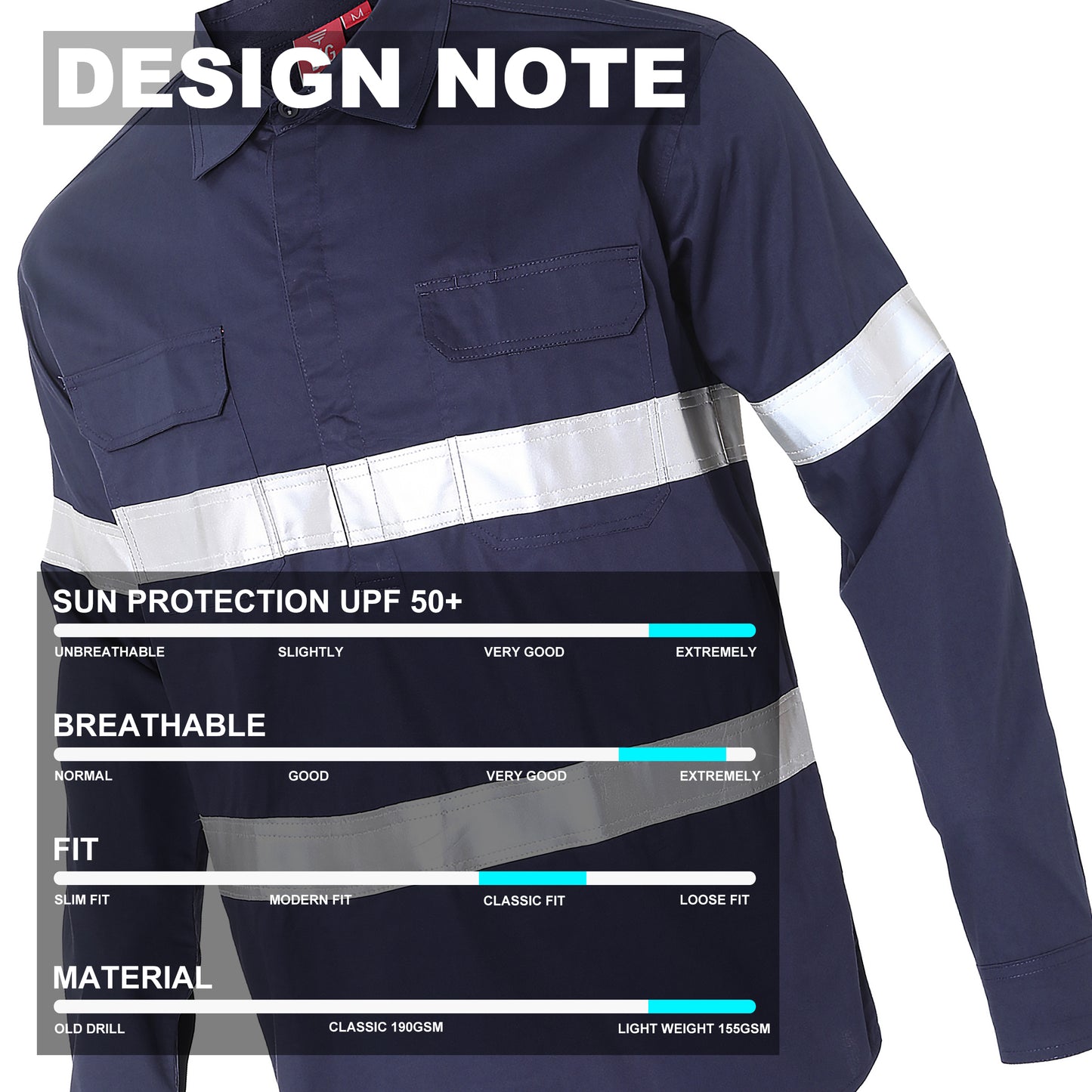 Big Bee CLOSED FRONT Work Shirts, Lightweight Cotton