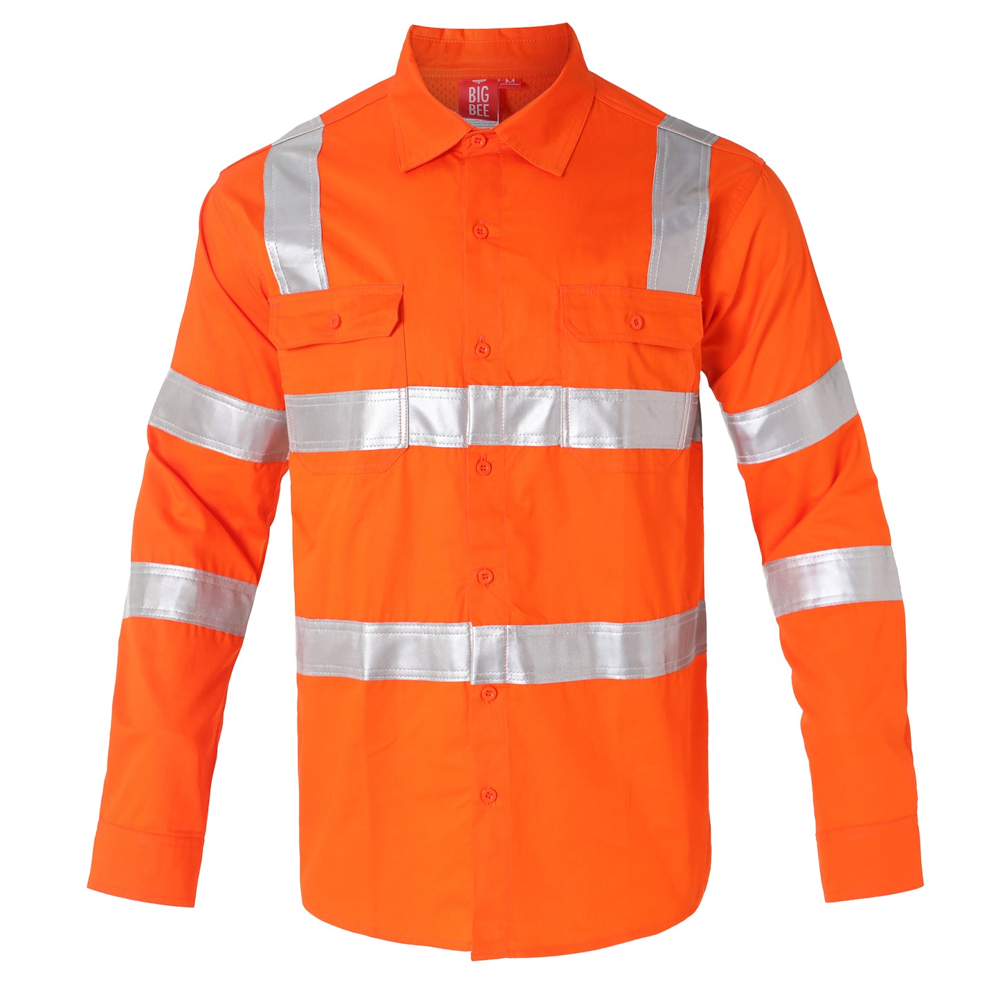 Big Bee Hi-Vis Shirts Orange H Pattern Reflective, VIC Railway