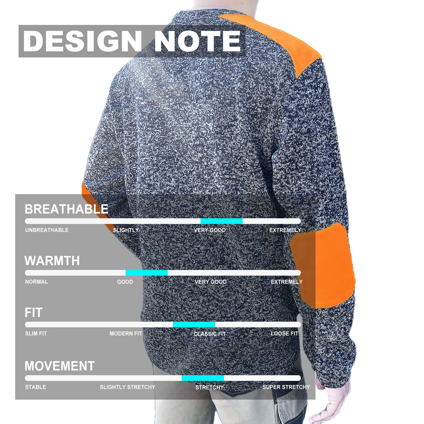 V-Neck Work jumper, Fleece, design notes – Big Bee Workwear