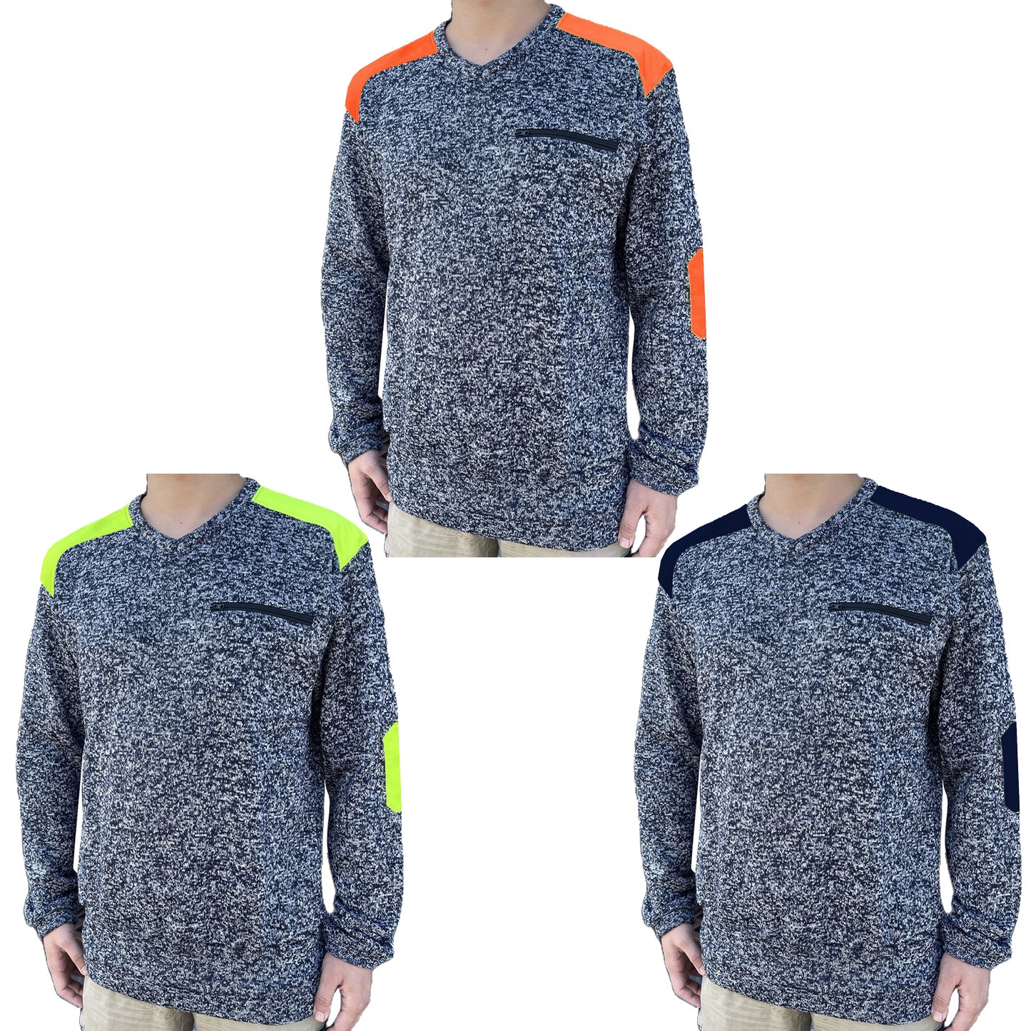 V-Neck Work jumper, Fleece, multi-colour options overview – Big Bee Workwear