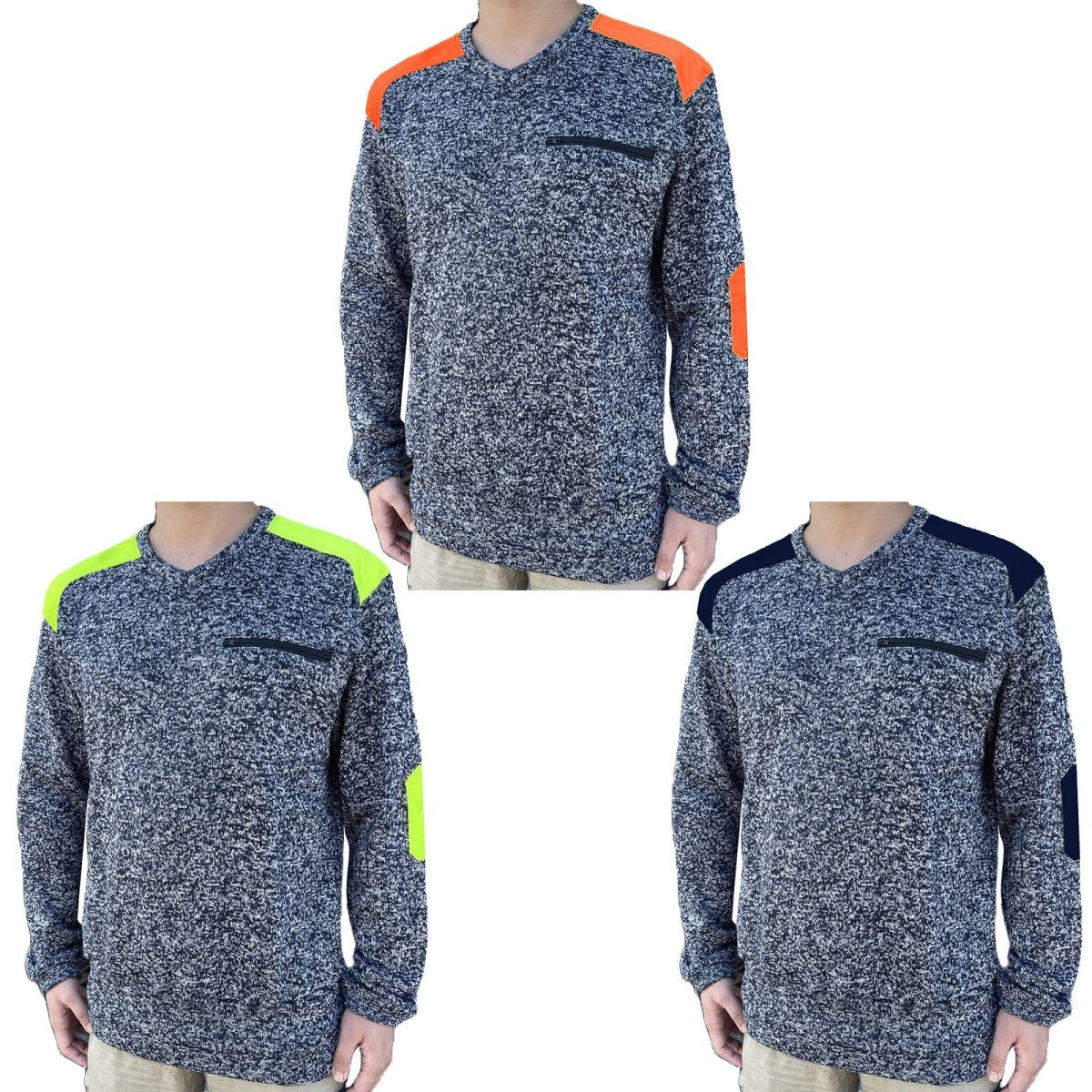 V-Neck Work jumper, Fleece, multi-colour options overview – Big Bee Workwear