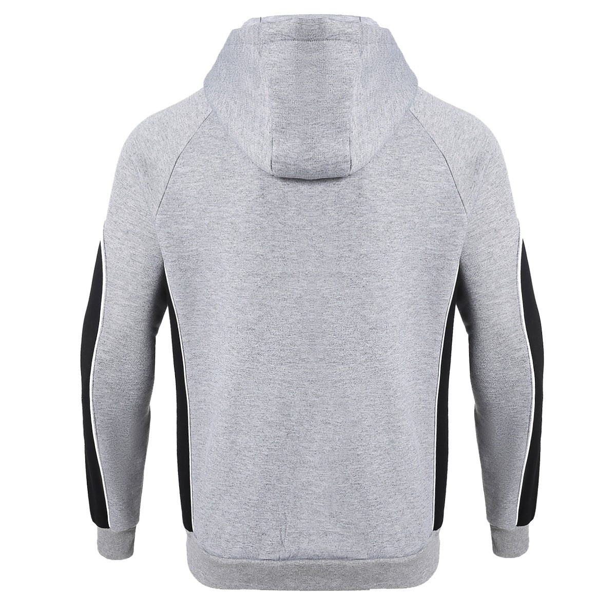 Panel Full Zip Hoodie Jumper in grey black, Contrast Sleeve, back – Big Bee Workwear