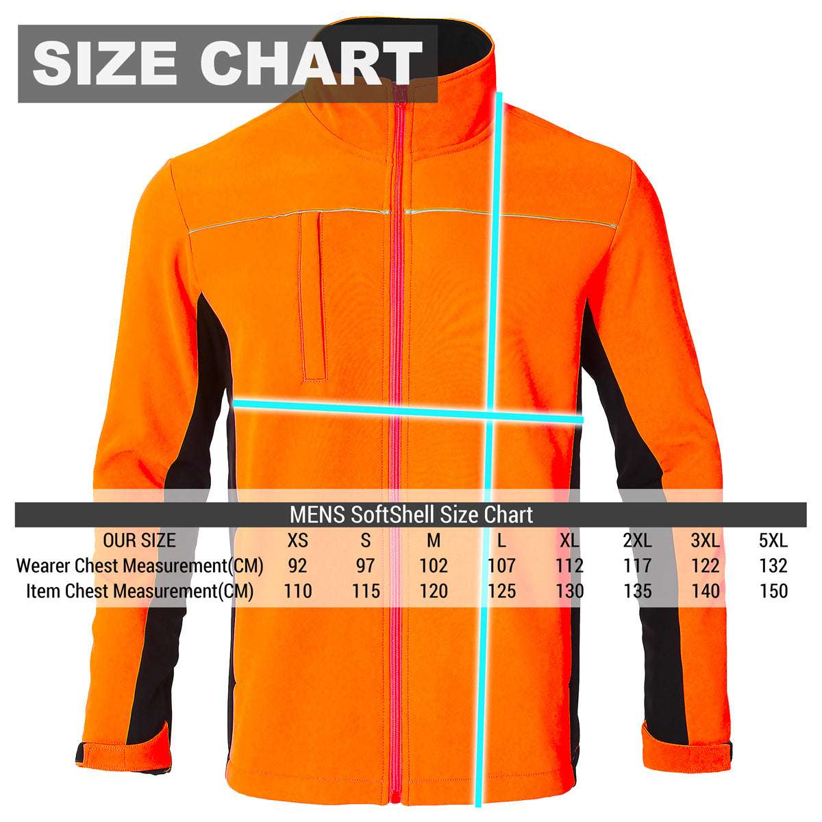 panel-work softshell jacket size chart – Big Bee Workwear