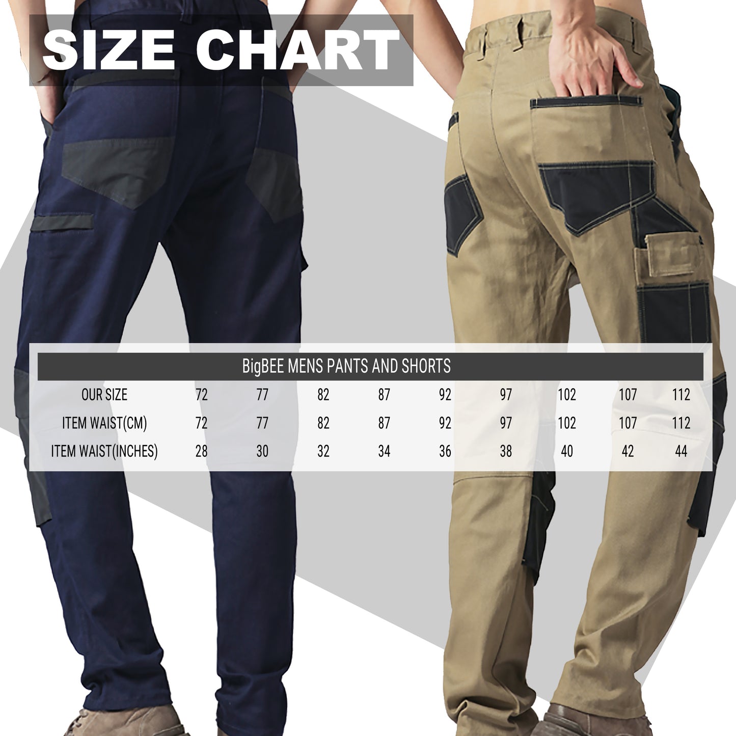 Big Bee STREET Work Pants – Stretch Cotton Cargo with Knee Pocket, Multiple Colours