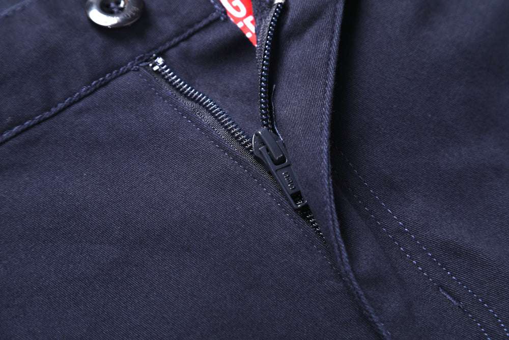elite work shorts zipper detail close-up – Big Bee Workwear