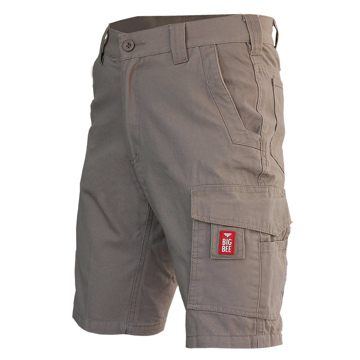 elite work shorts in khaki, front – Big Bee Workwear