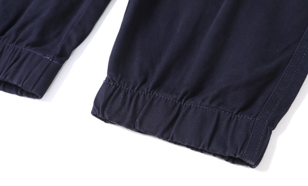 elite reflective work pants in navy reflective tape, cuff detail close-up – Big Bee Workwear