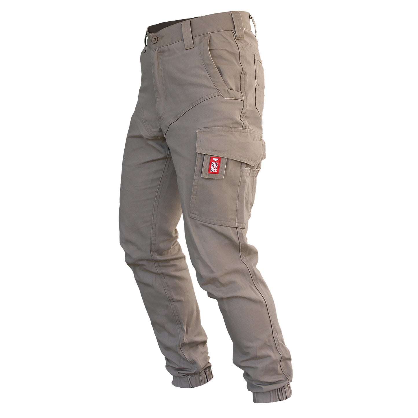 elite work pants in khaki, side – Big Bee Workwear