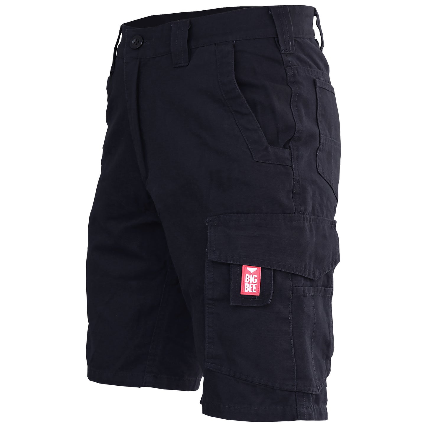 elite work shorts in black, front – Big Bee Workwear
