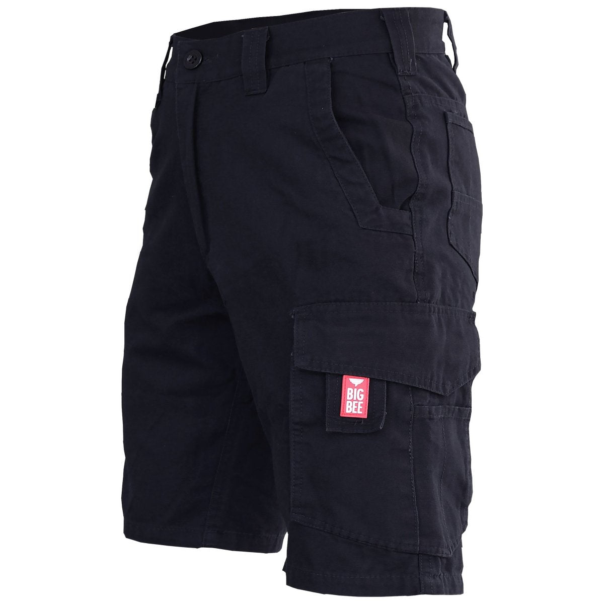 elite work shorts in black, front – Big Bee Workwear