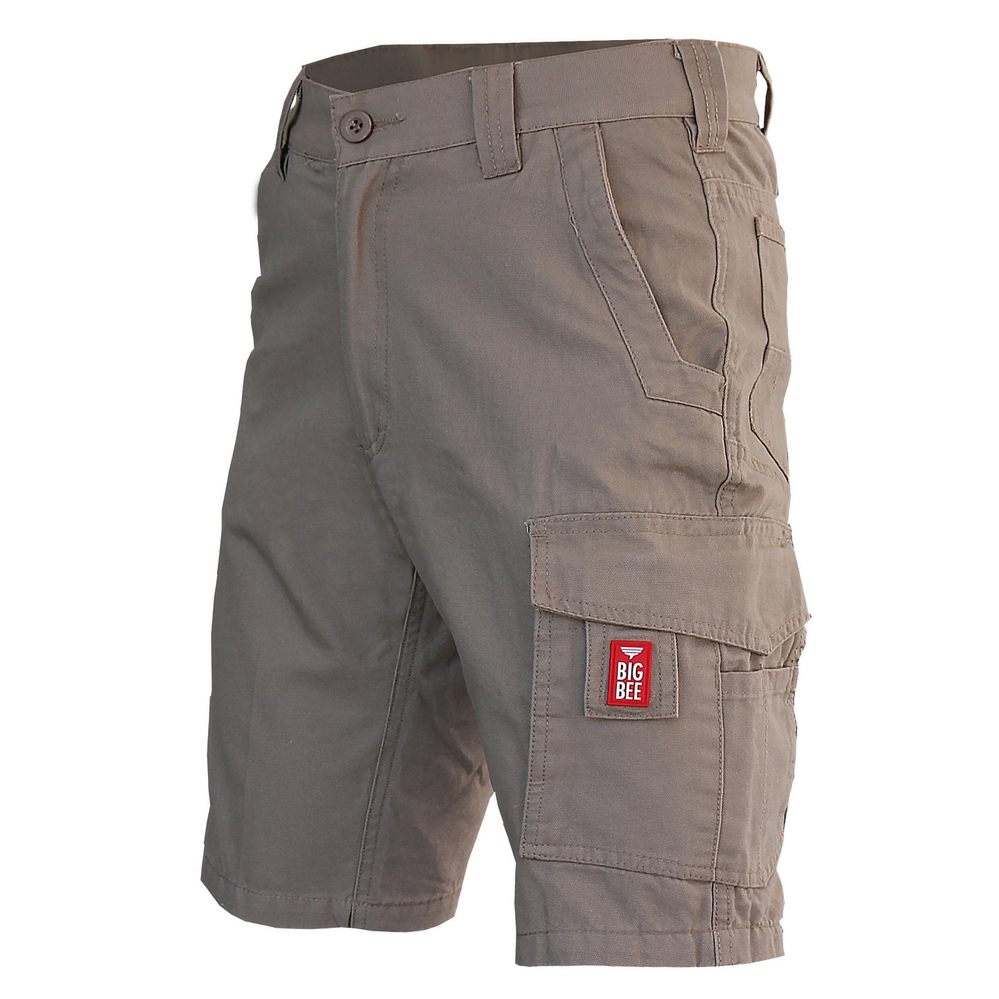 elite work shorts in khaki, front – Big Bee Workwear