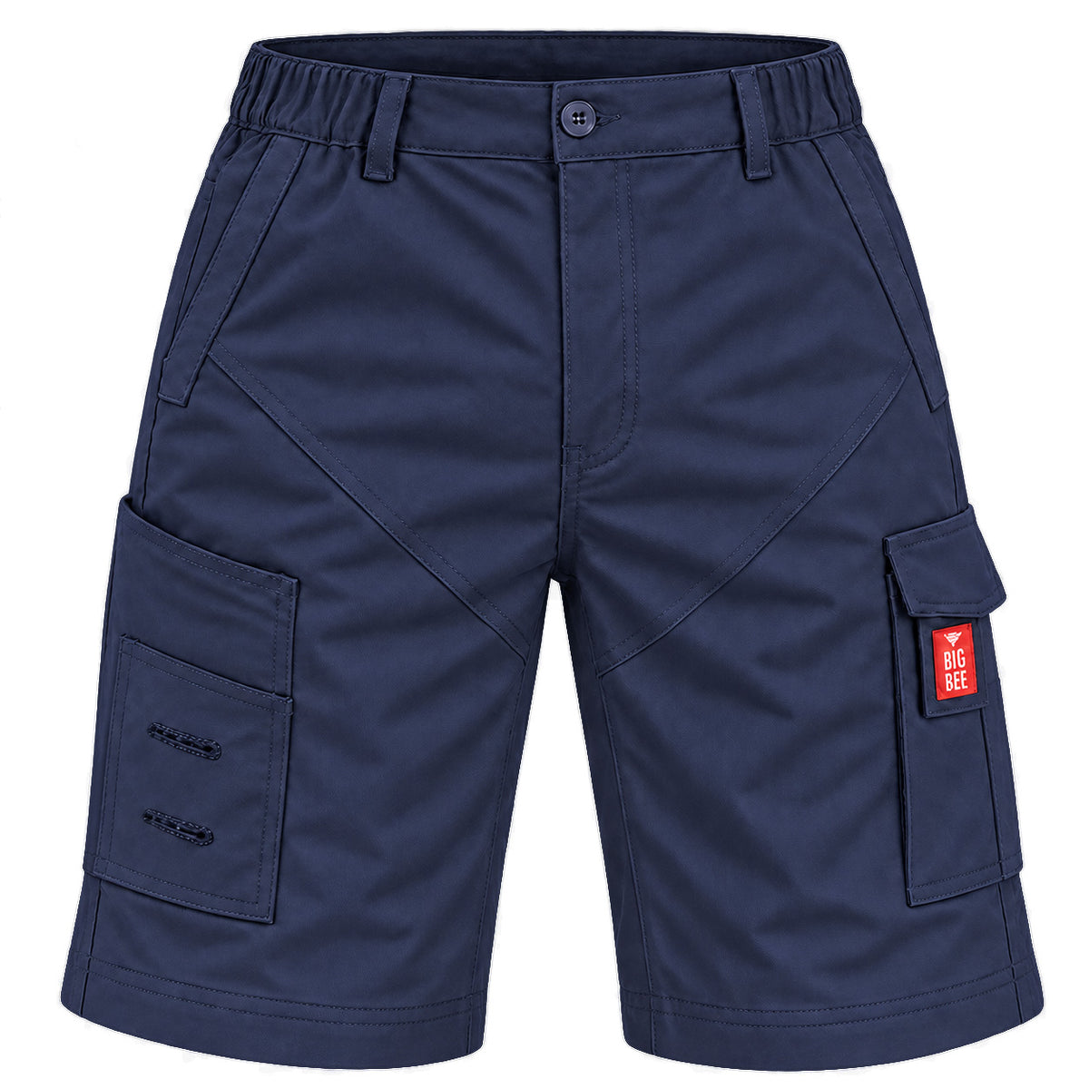 elite work shorts in navy, front – Big Bee Workwear