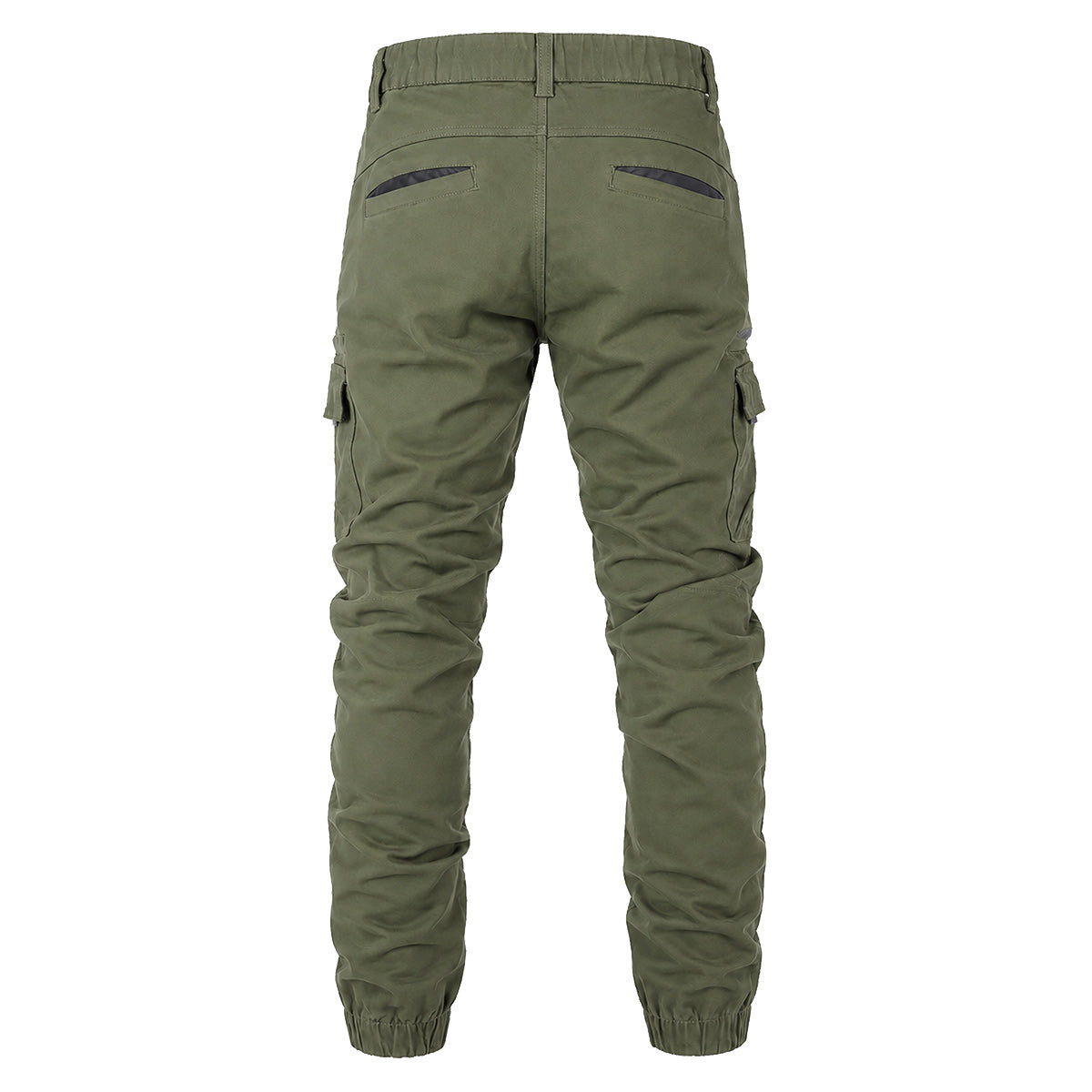 Big Bee Men’s WARP Cargo Pants – Cuffed Stretch Cotton Work Trousers in green, back view