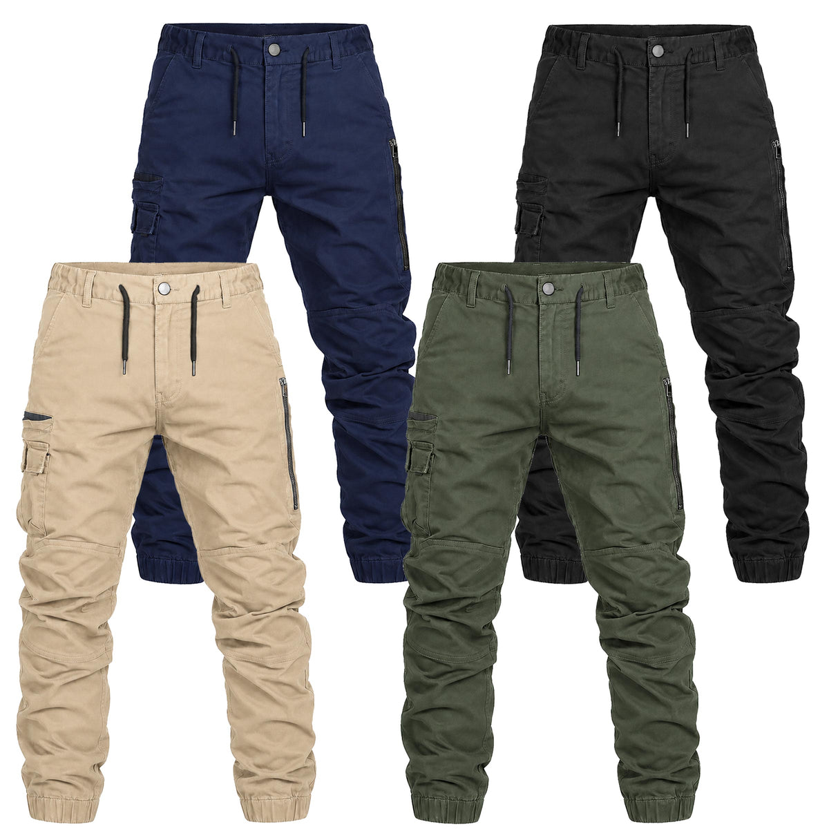 Big Bee Men’s WARP Cargo Pants – Cuffed Stretch Cotton Work Trousers colour options