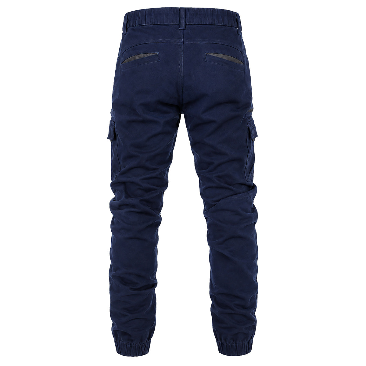 Big Bee Men’s WARP Cargo Pants – Cuffed Stretch Cotton Work Trousers in navy, back view
