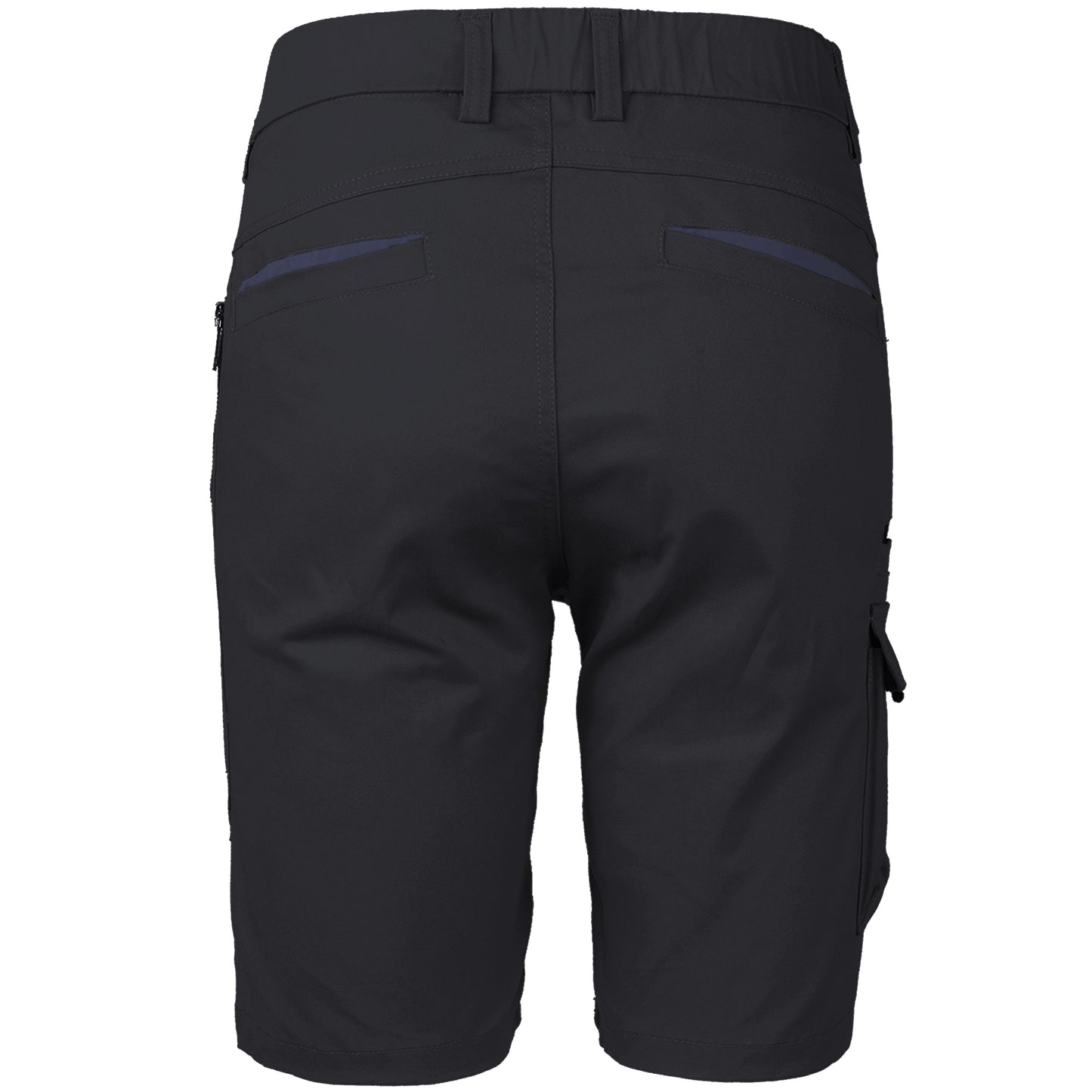 warp work shorts in black, back – Big Bee Workwear