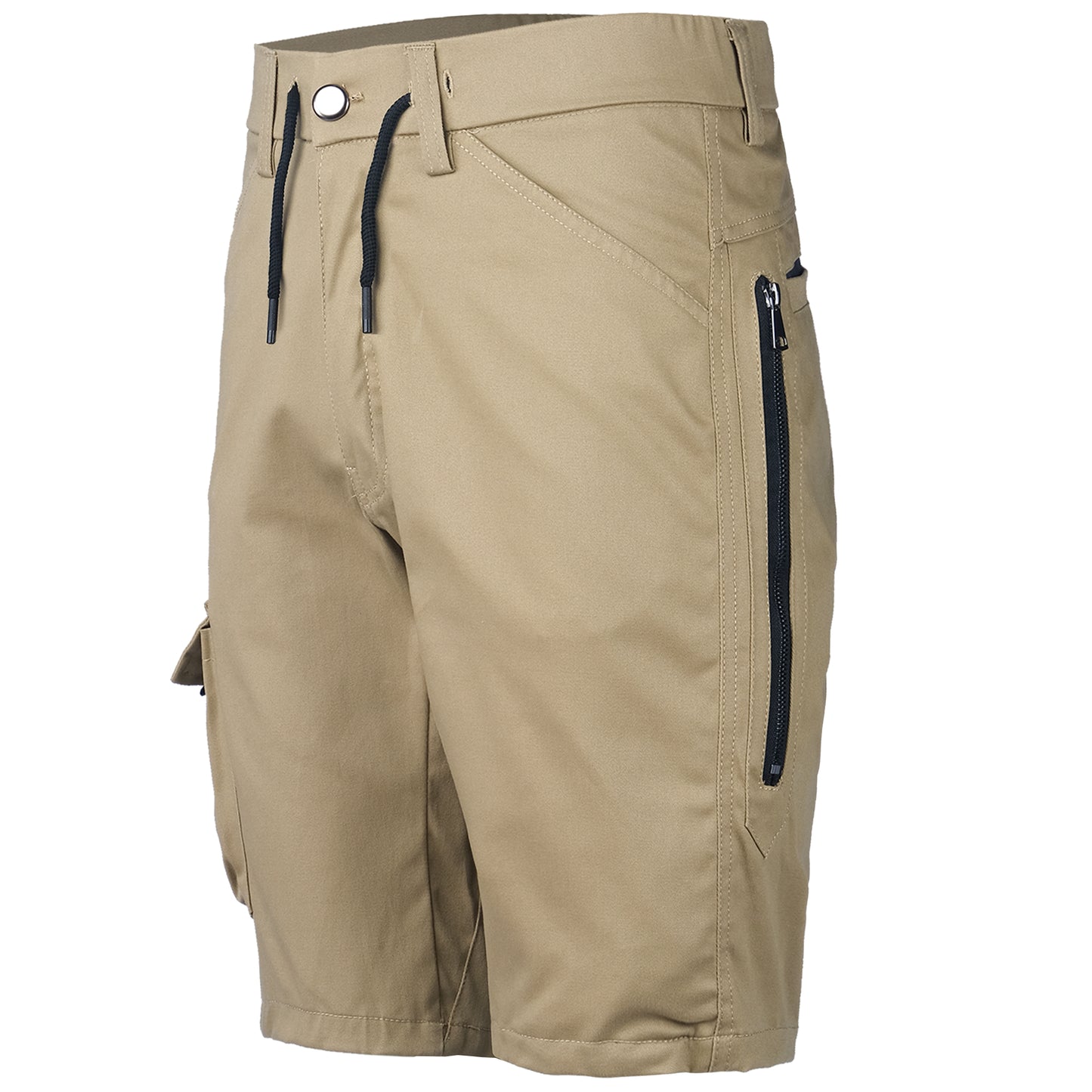 warp work shorts in khaki, side – Big Bee Workwear